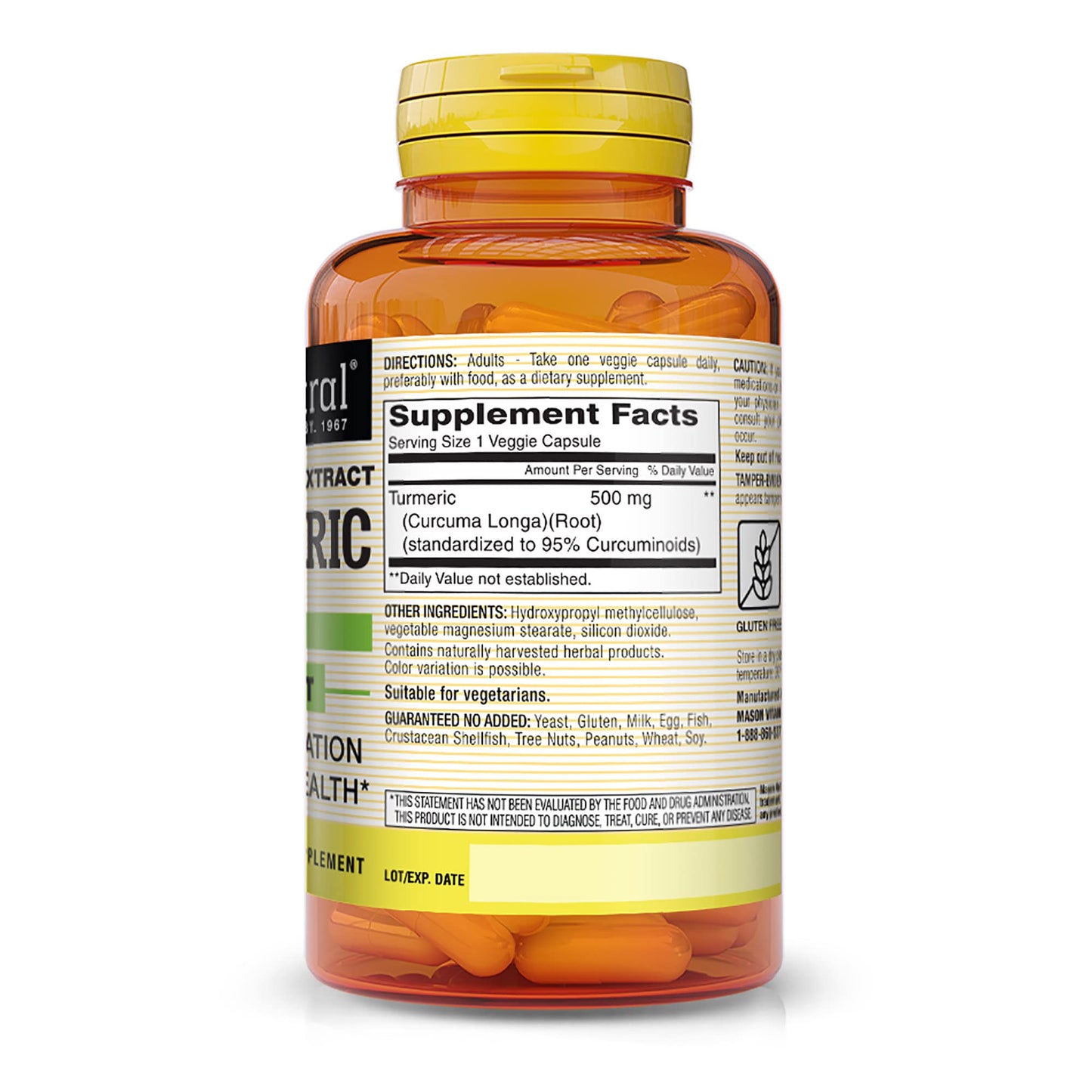 MASON NATURAL Turmeric 500 mg with 95% Curcuminoids Capsules, 60 Count