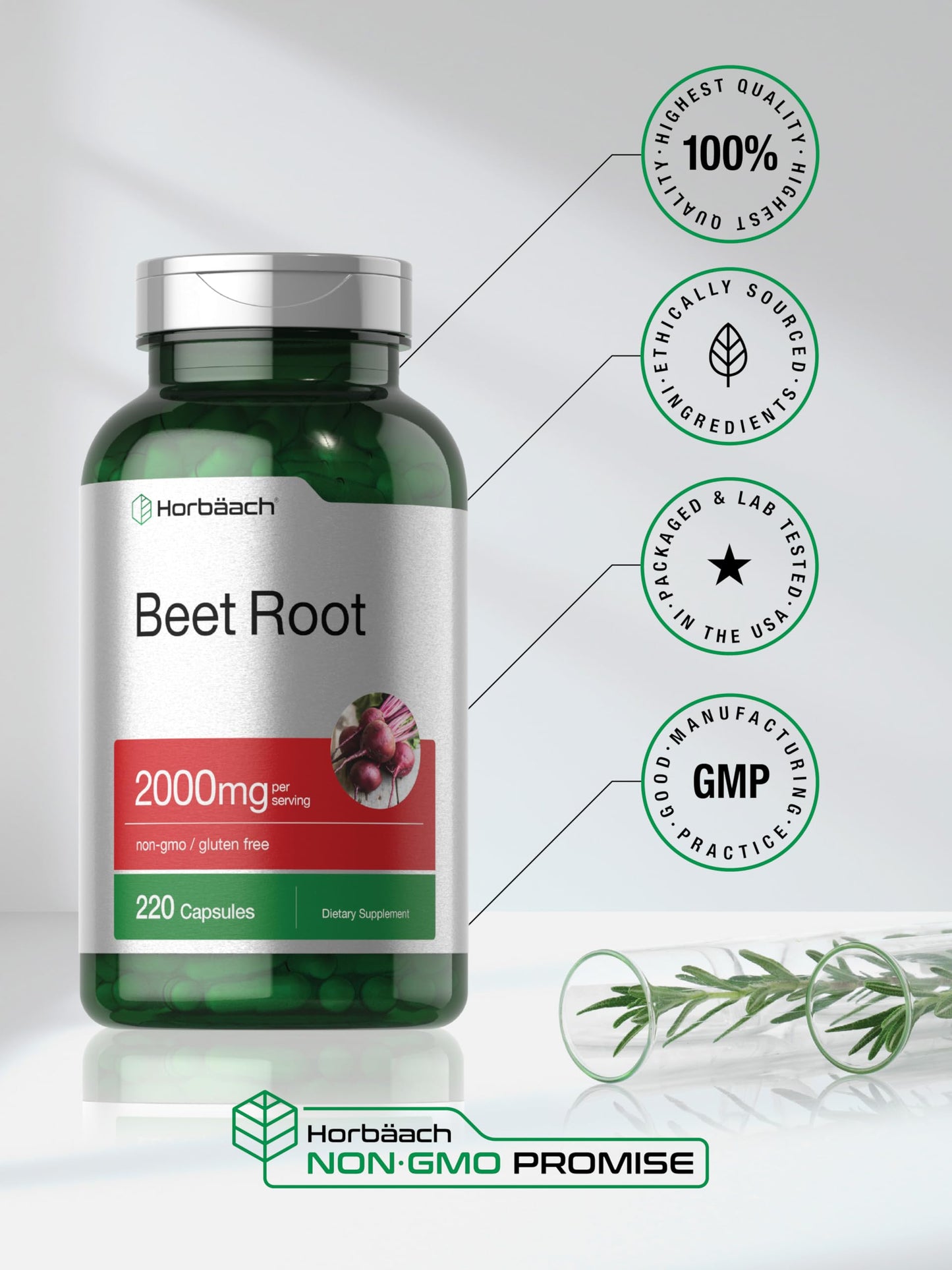 Horbäach Beet Root Powder Capsules 220 Count