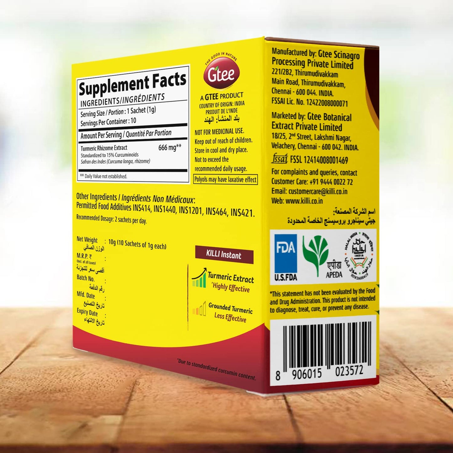 KILLI Turmeric Instant Extract Powder 0.7055 oz (Pack of 2)