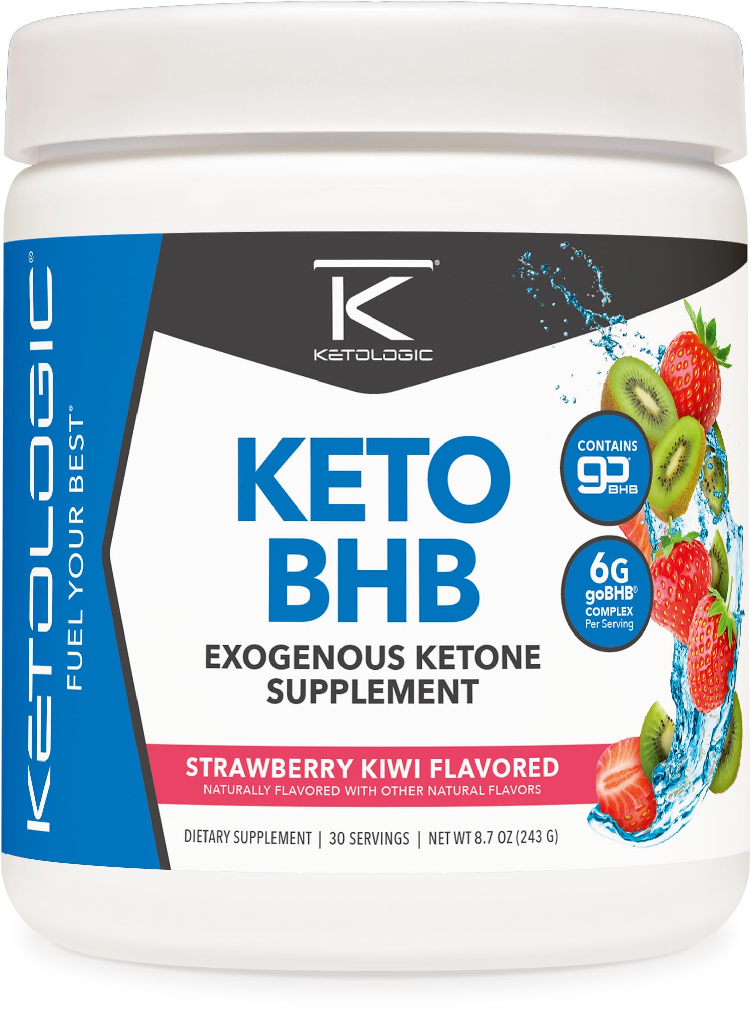 Ketologic Keto BHB Powder Strawberry Kiwi Flavor, 8.7 Ounce