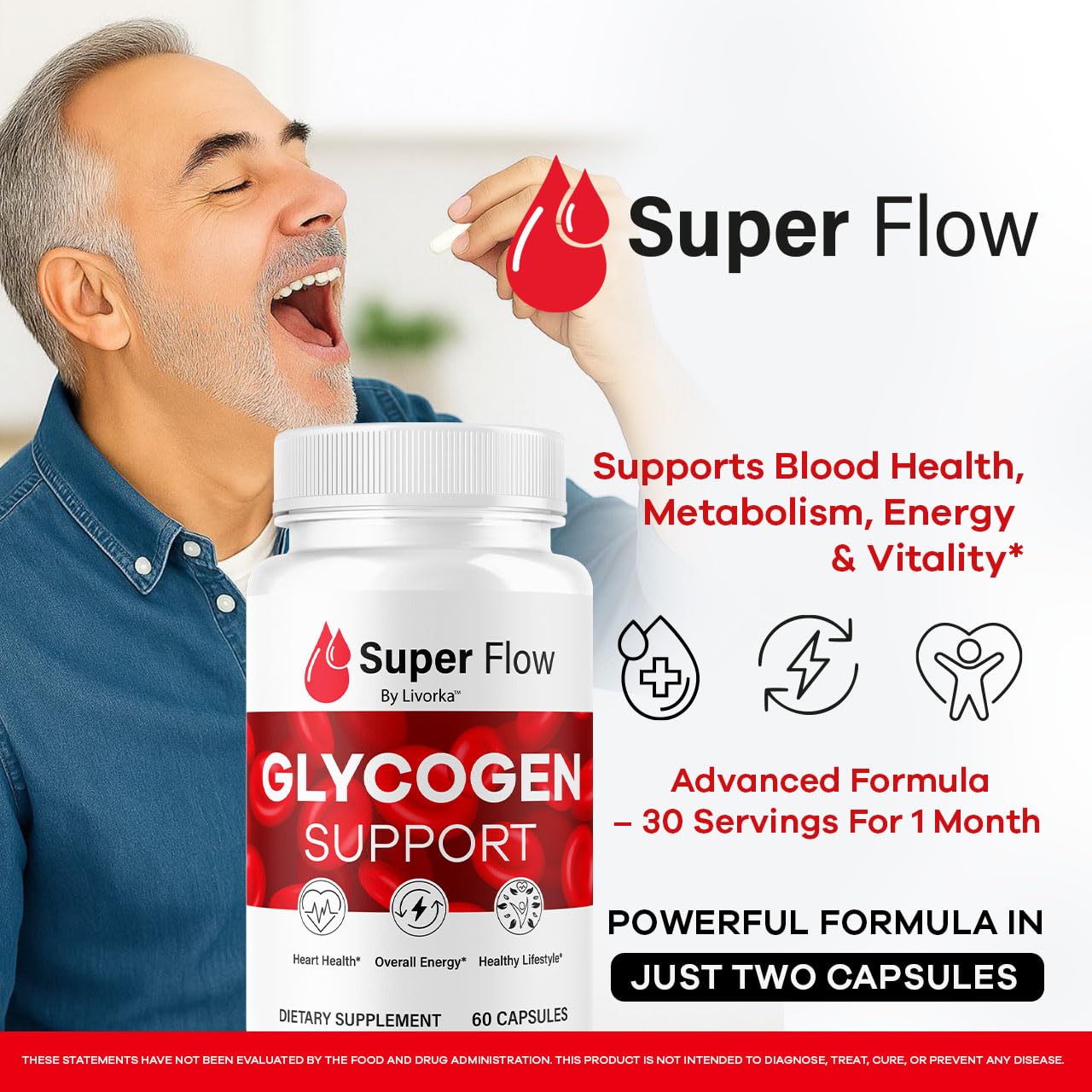 LIVORKA Super Flow Glycogen Capsules, 30 Capsules
