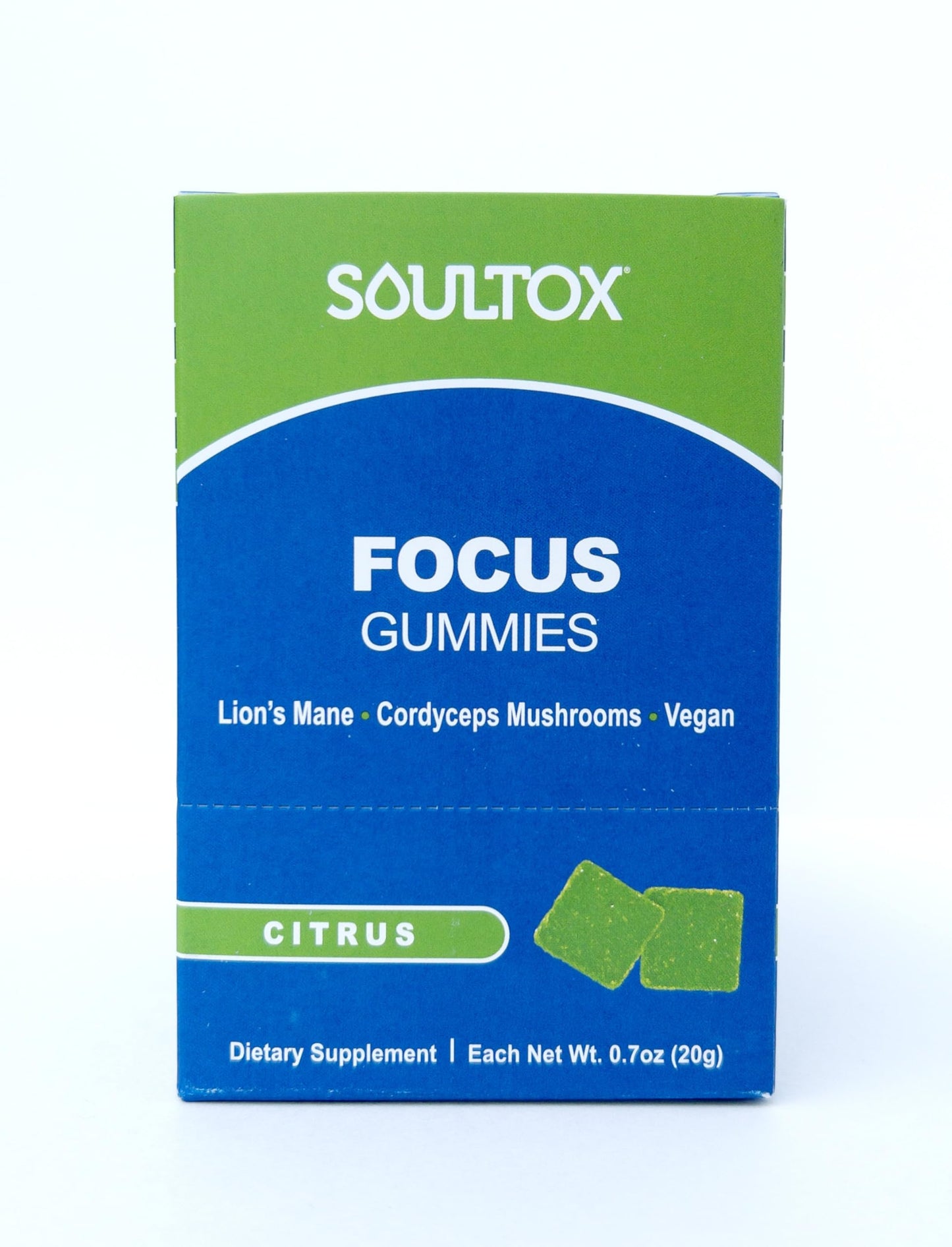 Lucky Soul Soultox Focus Lion's Mane Gummies, Citrus Flavor, 10 Pack