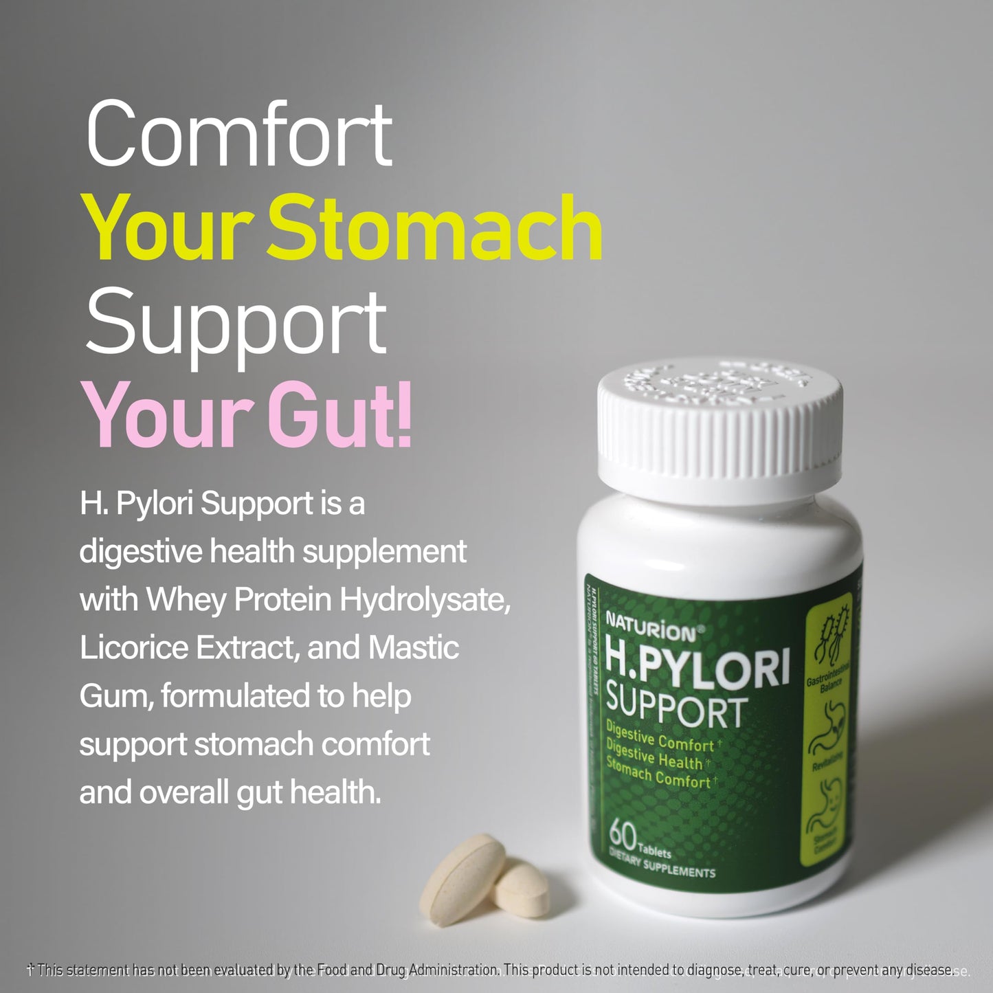 NATURION H. Pylori Support Tablet, 60 Count