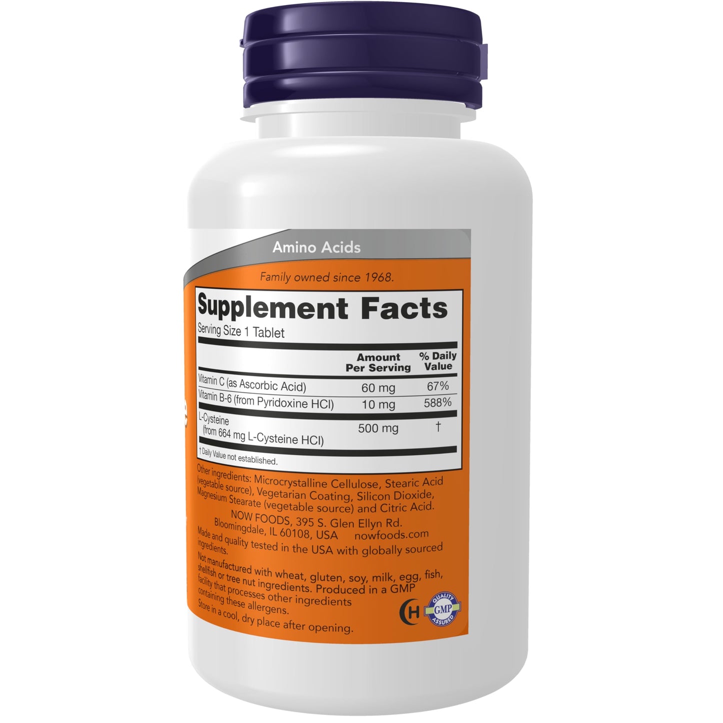 NOW Foods L-Cysteine 500 mg with Vitamins B-6 and C, Structural Support, 200 Tablets