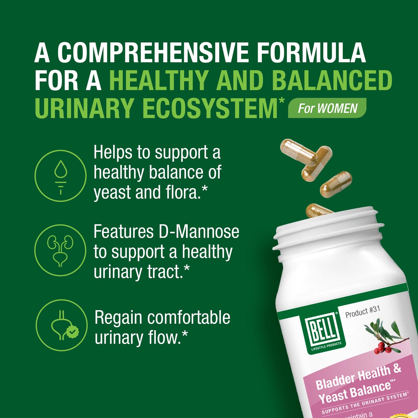 Bell Bladder Health & Yeast Balance Capsule 60 Count