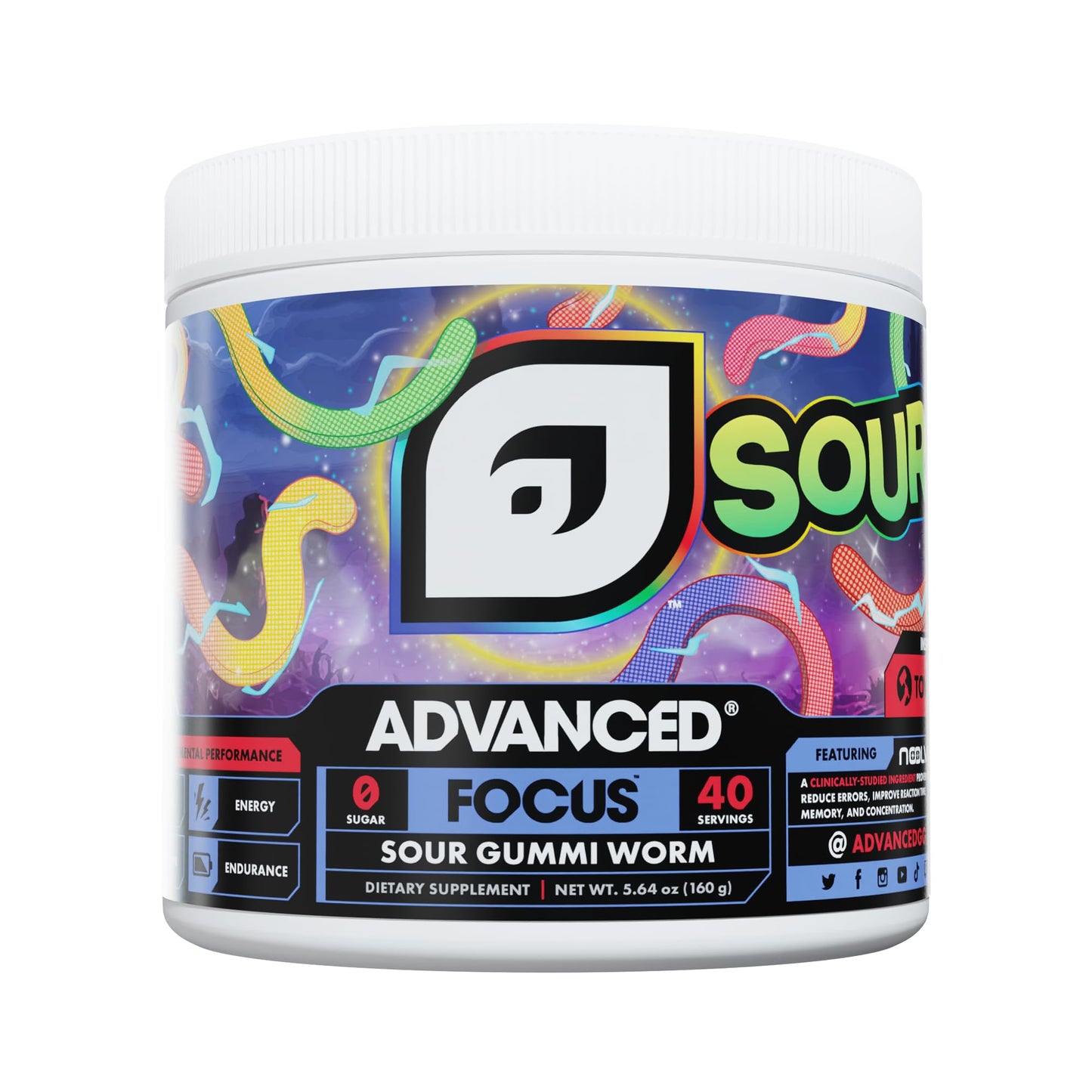 Advanced Focus - Sour Gummi Worm Powder 5.71 Ounce