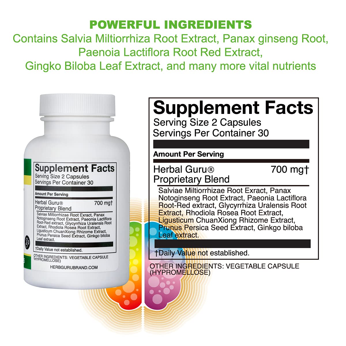 Herb Guru CEREVEN-FLO Brain Health & Blood Circulation Supplement Capsule 1 Count