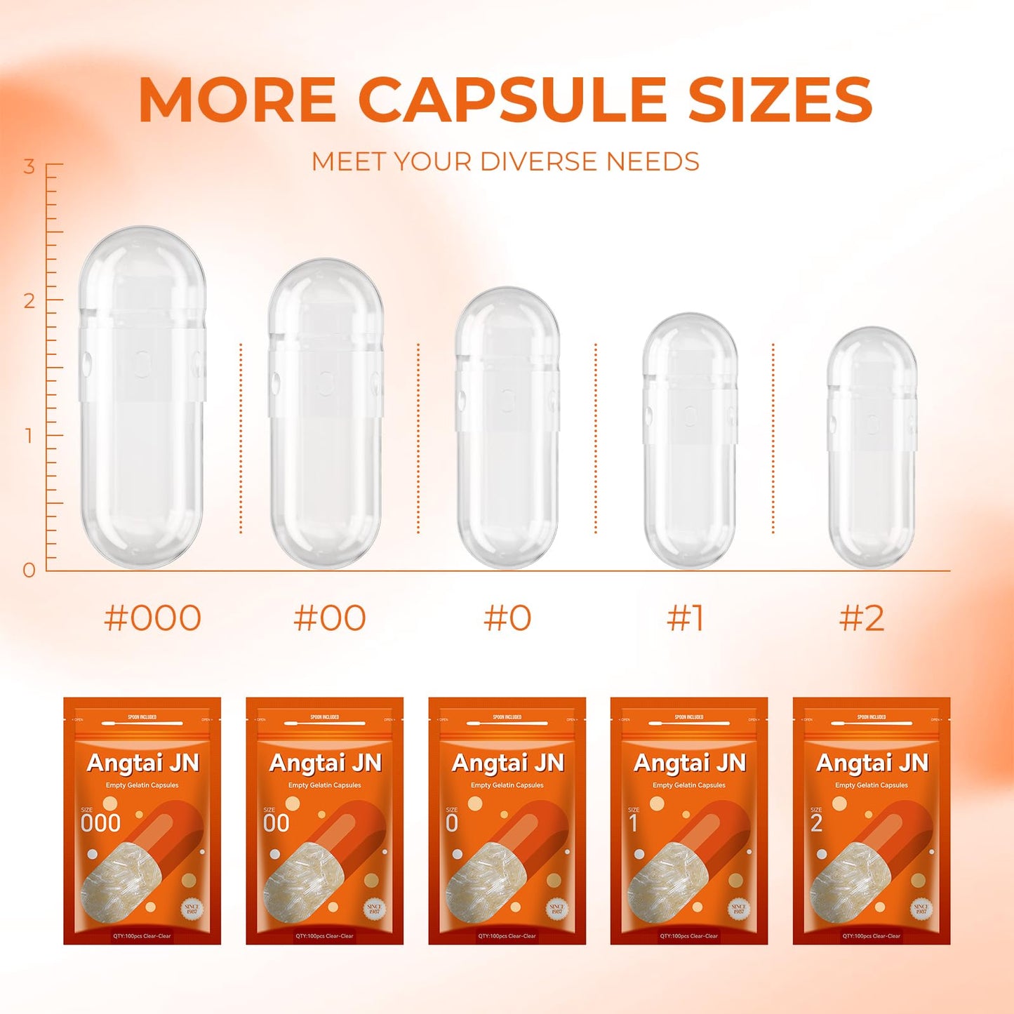 Angtai JN Empty Gelatin Capsules 500 Count