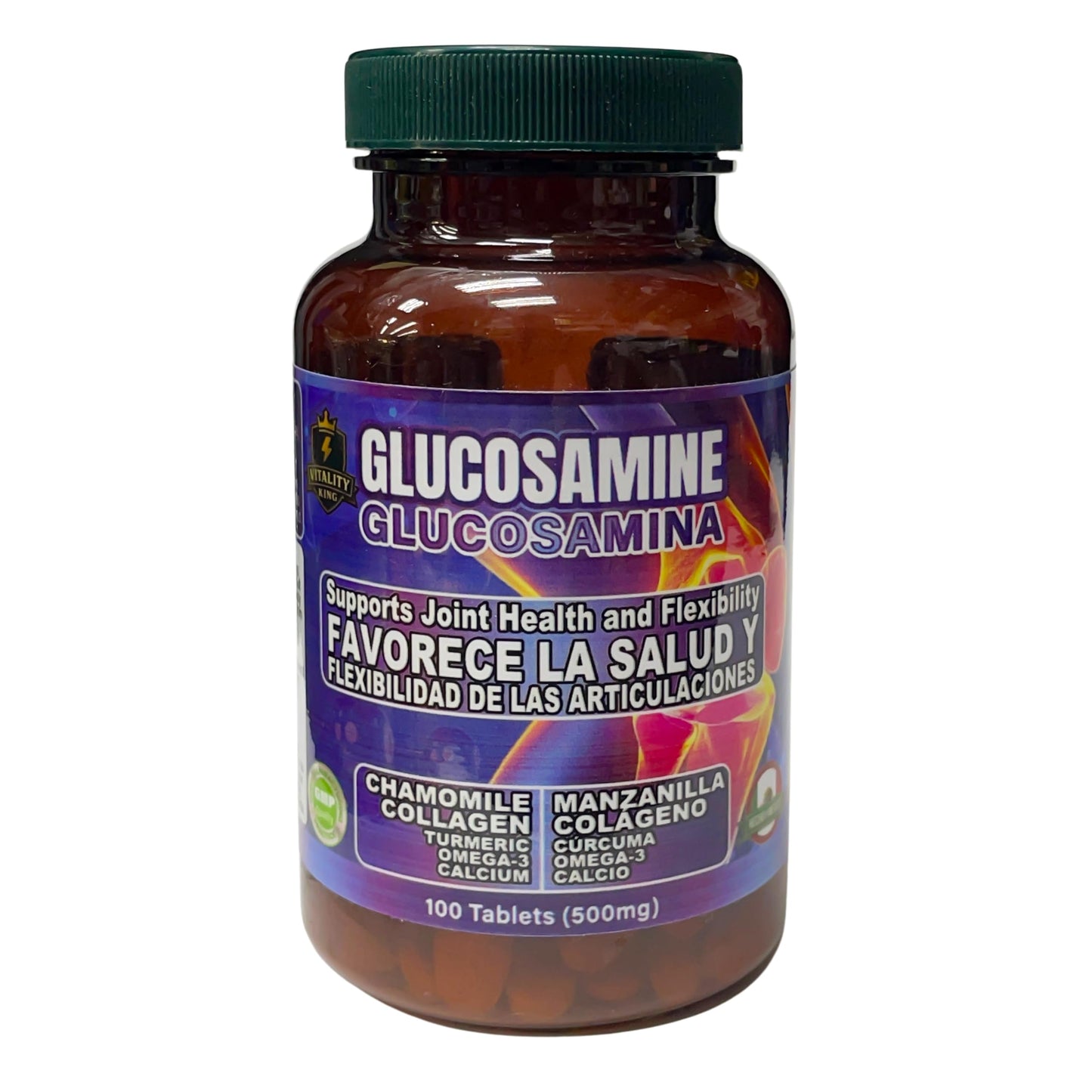 Vitality King Glucosamine Chamomile Collagen Turmeric Joint Support Tablets, 100 Count