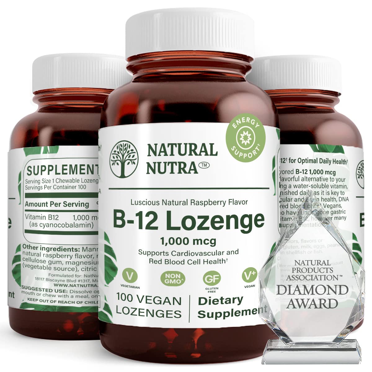 Natural Nutra Vitamin B12 Supplement Tablet, 100 Count
