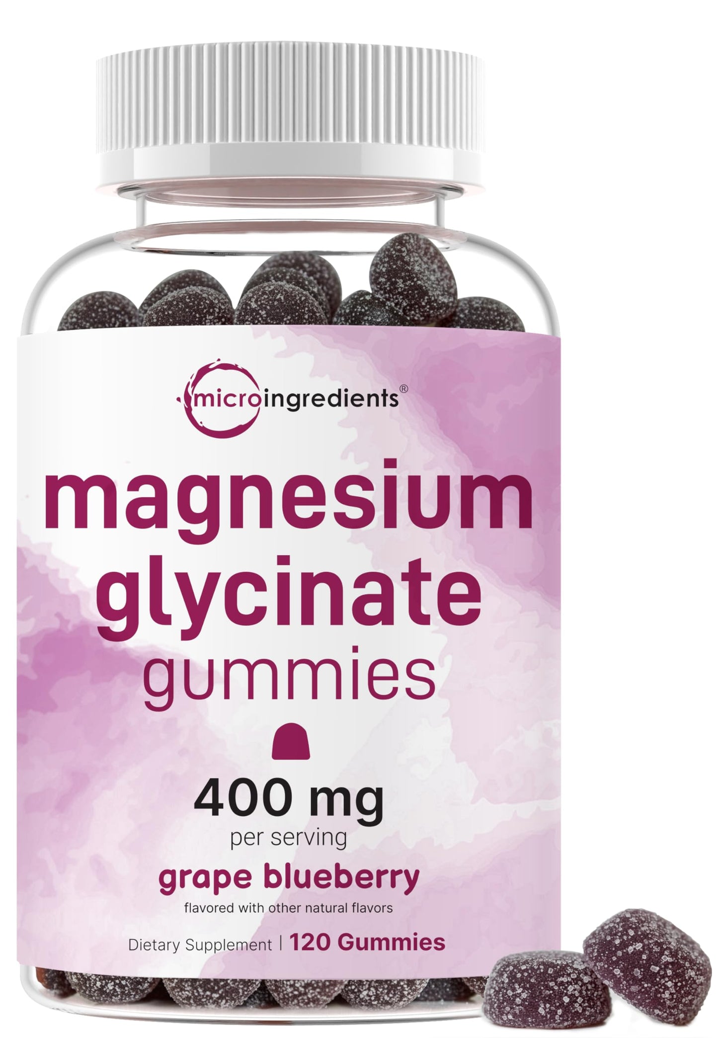 Micro Ingredients Magnesium Glycinate Gummies 400mg Per Serving Gummy 120 Count