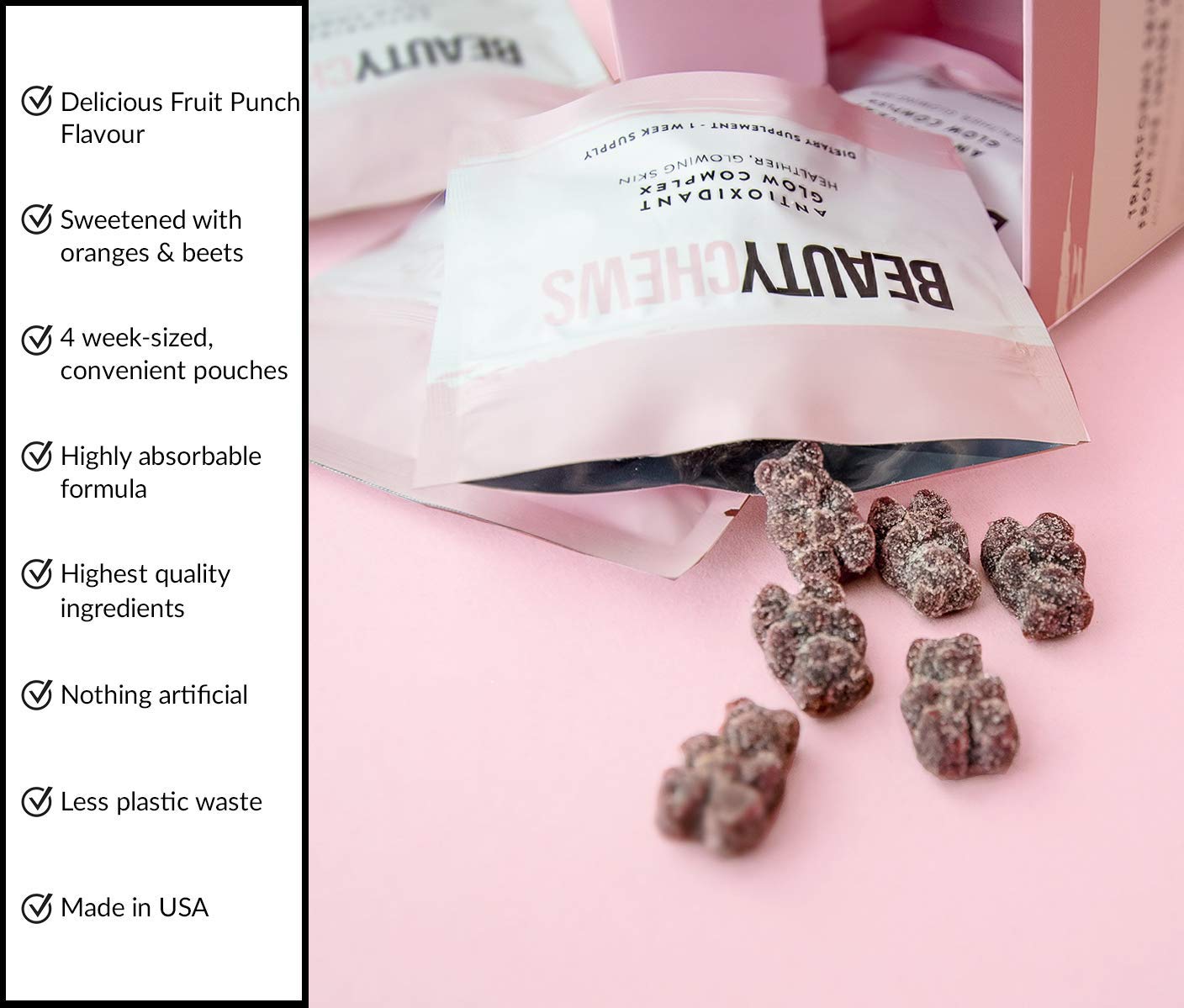 Beauty Chews Astaxanthin and Vitamin E Gummies 56 Count