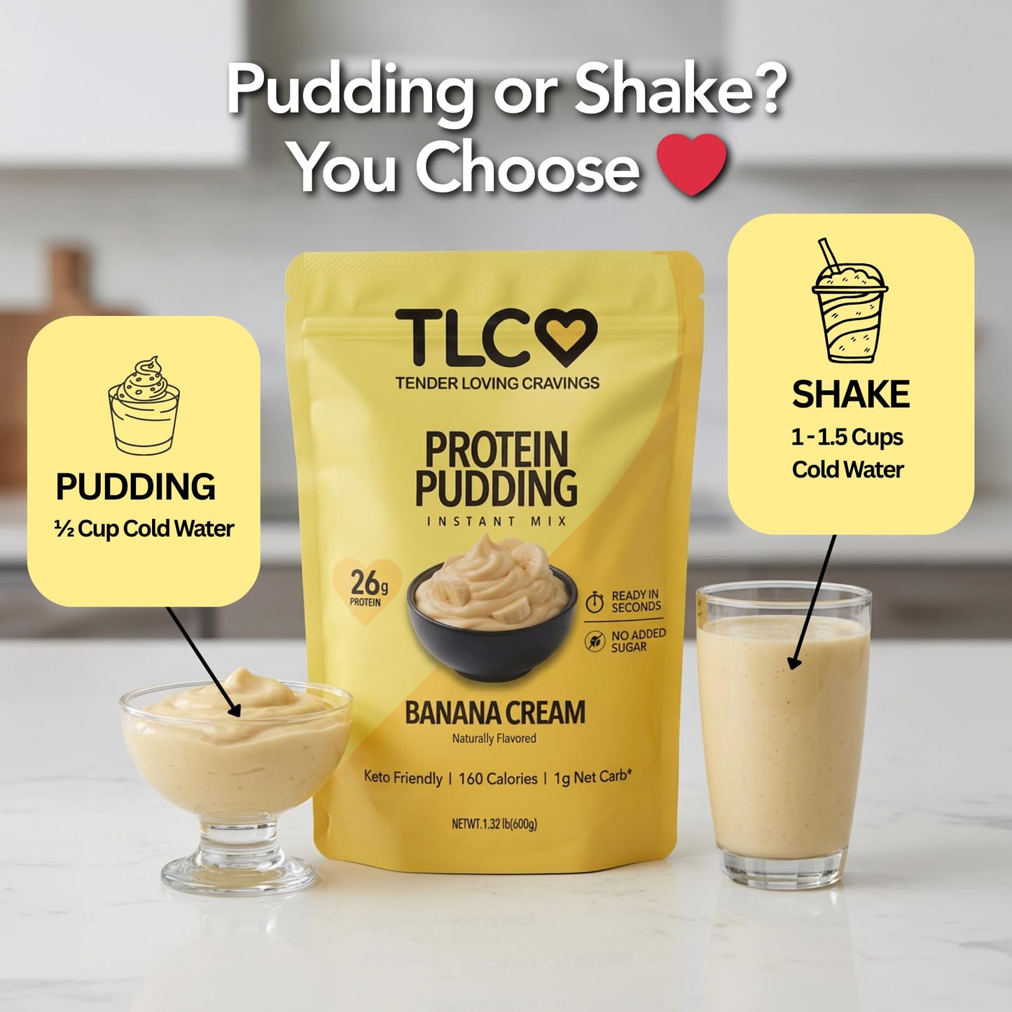 TLC Protein Pudding Instant Mix Banana Cream 21.12