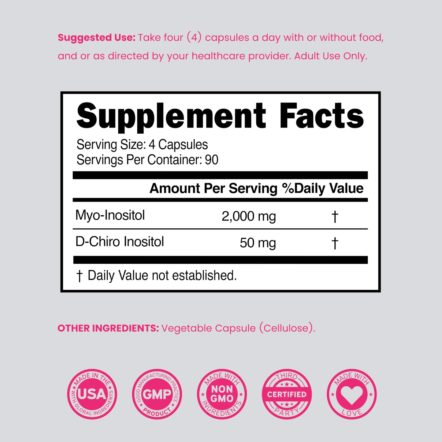 DORADO NUTRITION Myo-Inositol & D-Chiro Inositol Supplement for Women, 360 Capsules