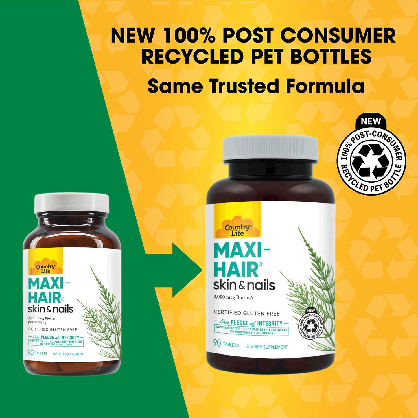 Country Life Maxi-Hair Supplement 2000mcg Biotin & Vitamins for Hair, Skin & Nails Tablet, 90 Count
