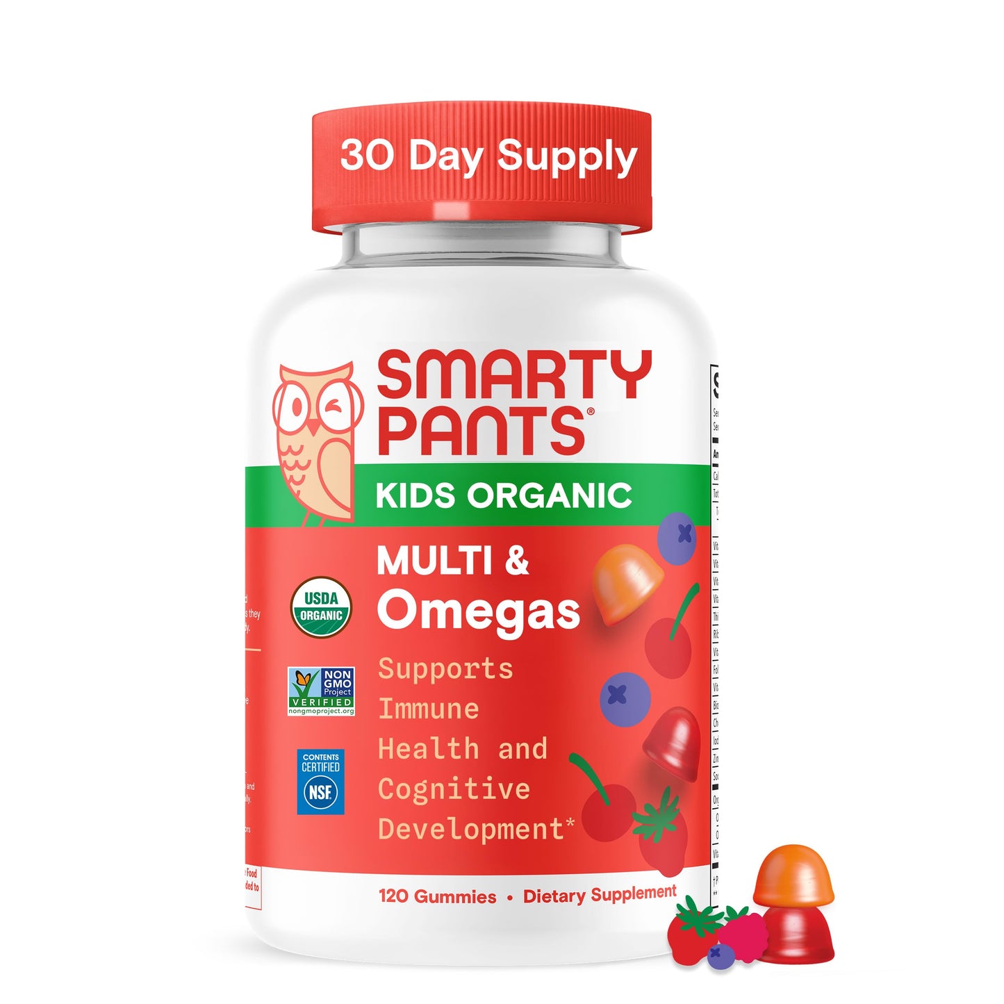 SmartyPants Organic Kids Multivitamin Gummies, 120 Count
