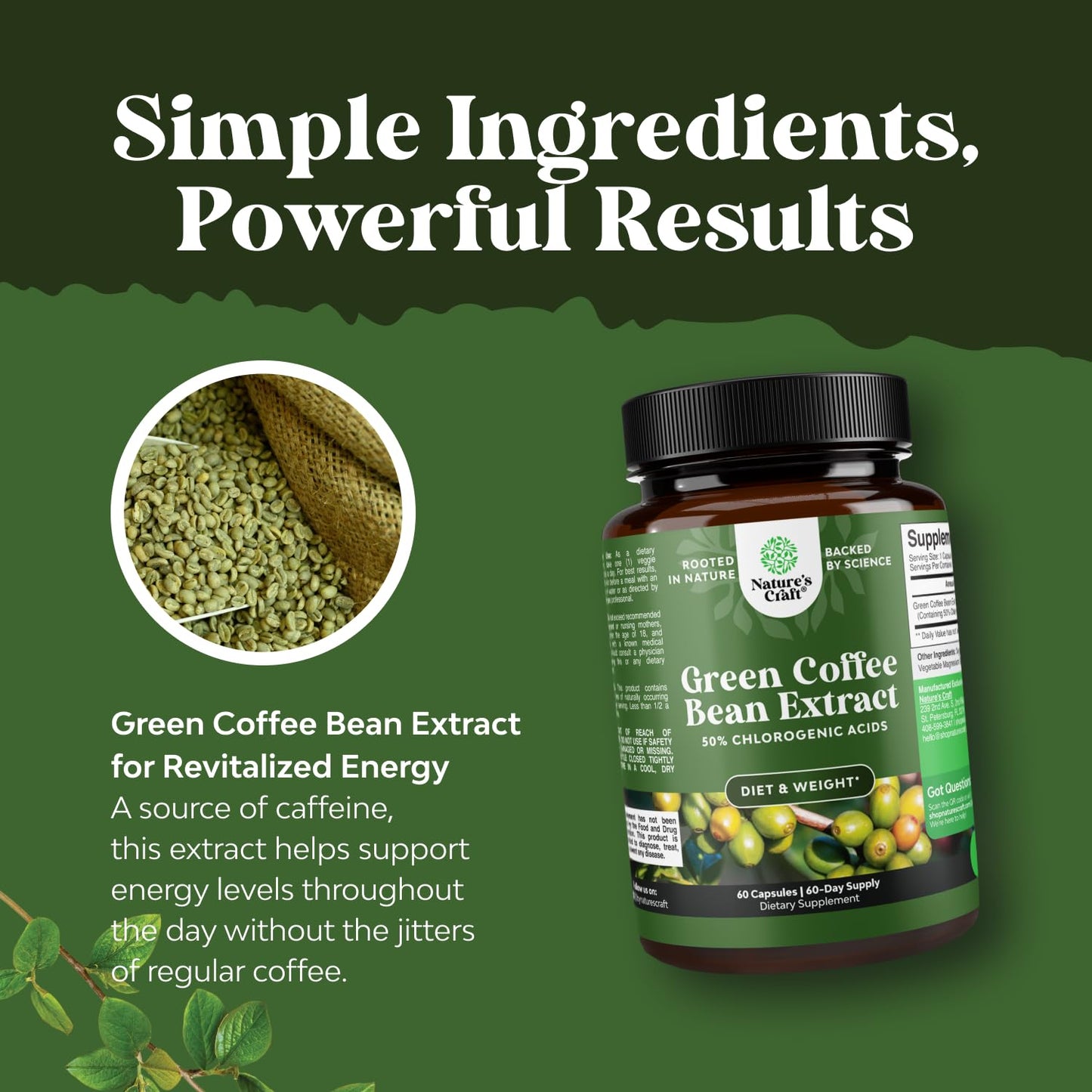 Natures Craft Pure Green Coffee Bean Extract Capsule 60 Count
