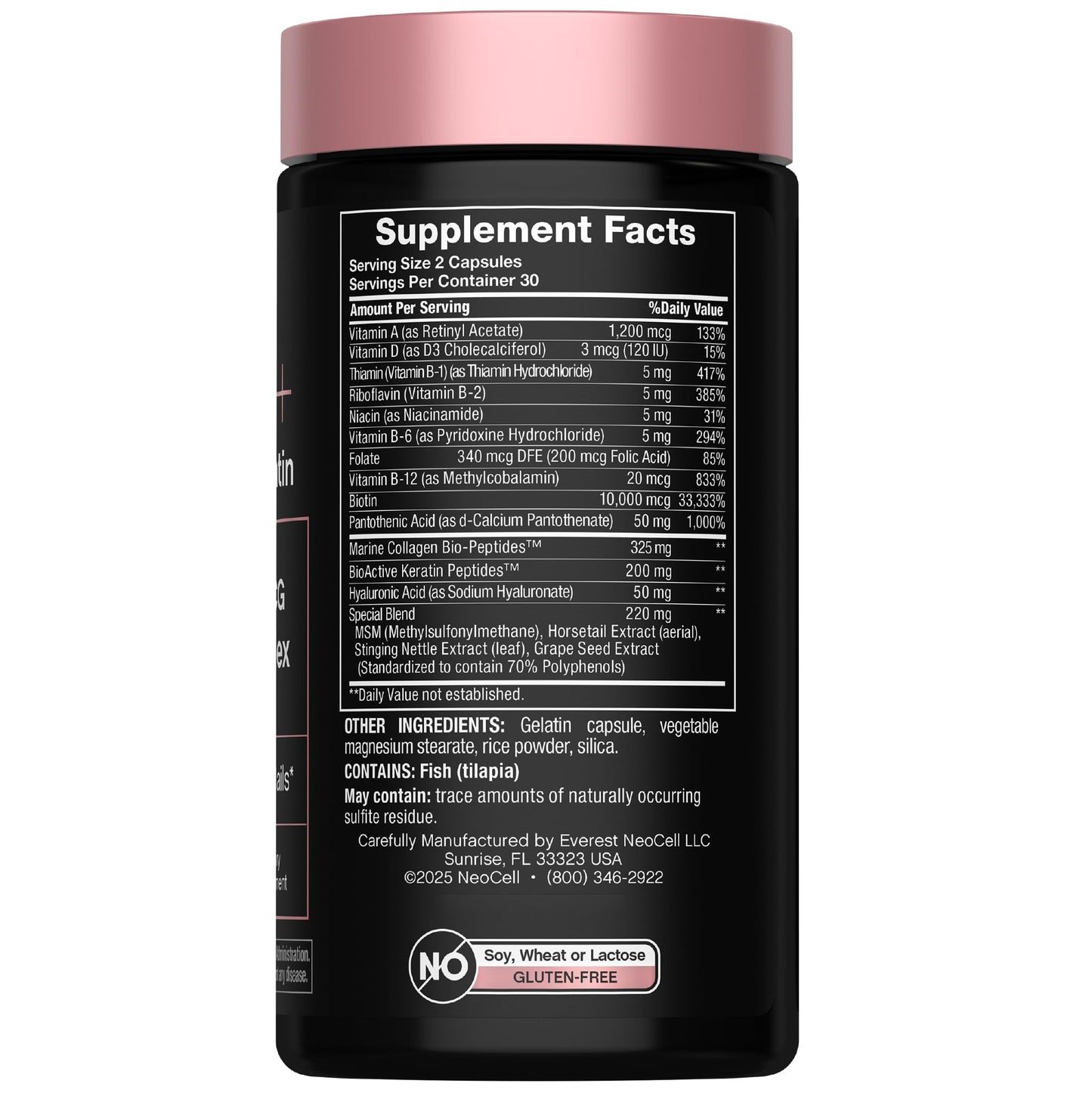 NeoCell Biotin Collagen Keratin Supplement 60 Capsules