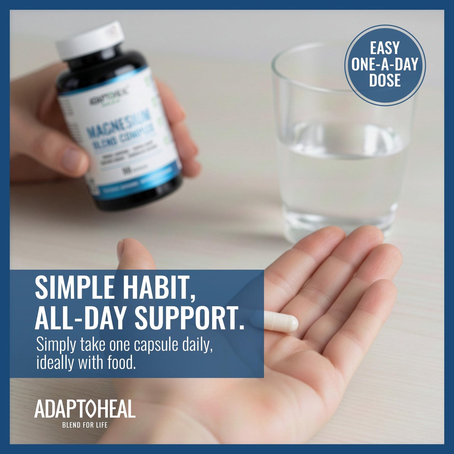 ADAPTOHEAL Magnesium Complex – Glycinate, Malate & Citrate with Vitamin B6, 90 Capsules