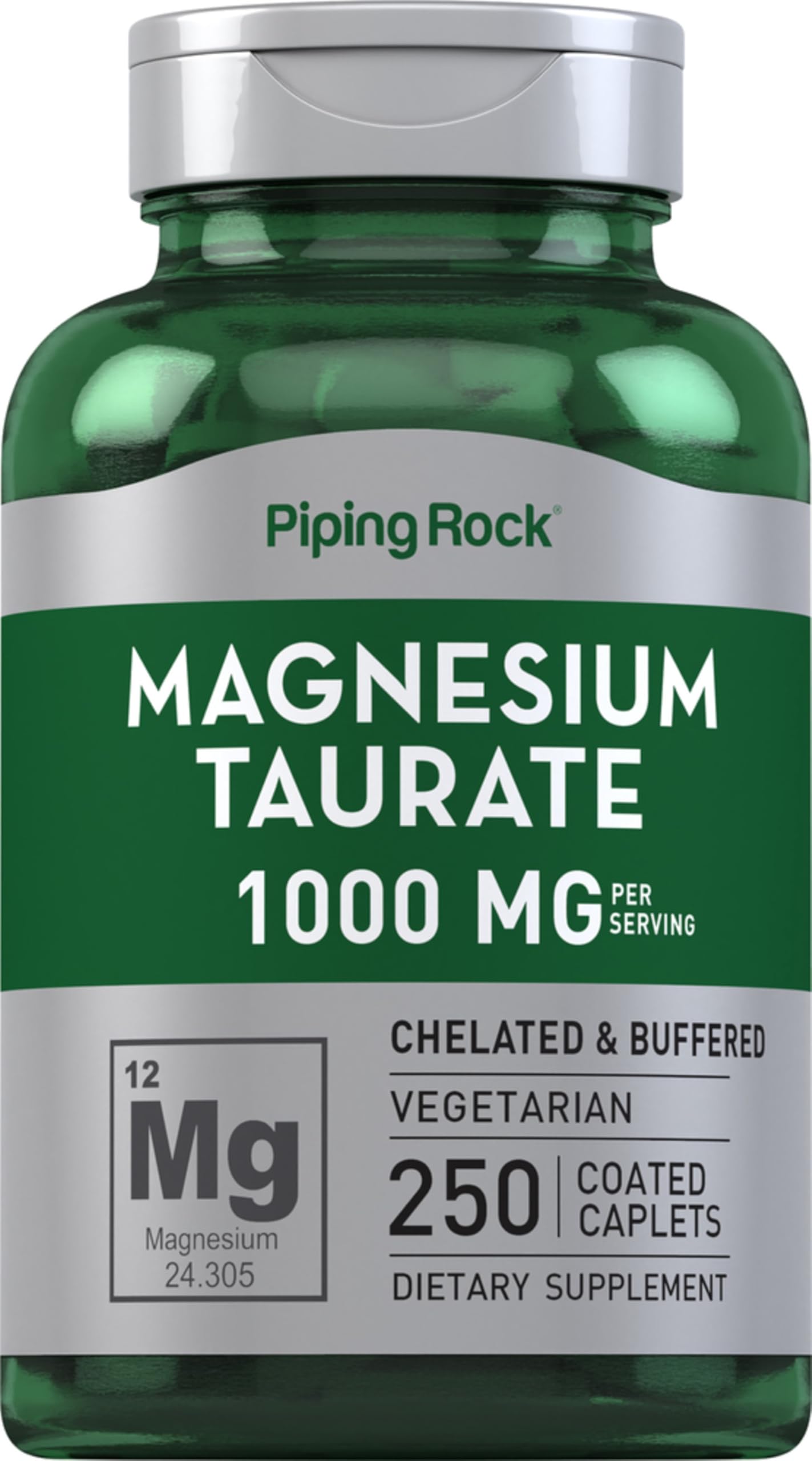 Piping Rock Magnesium Taurate 1000mg Caplets, 250 Count