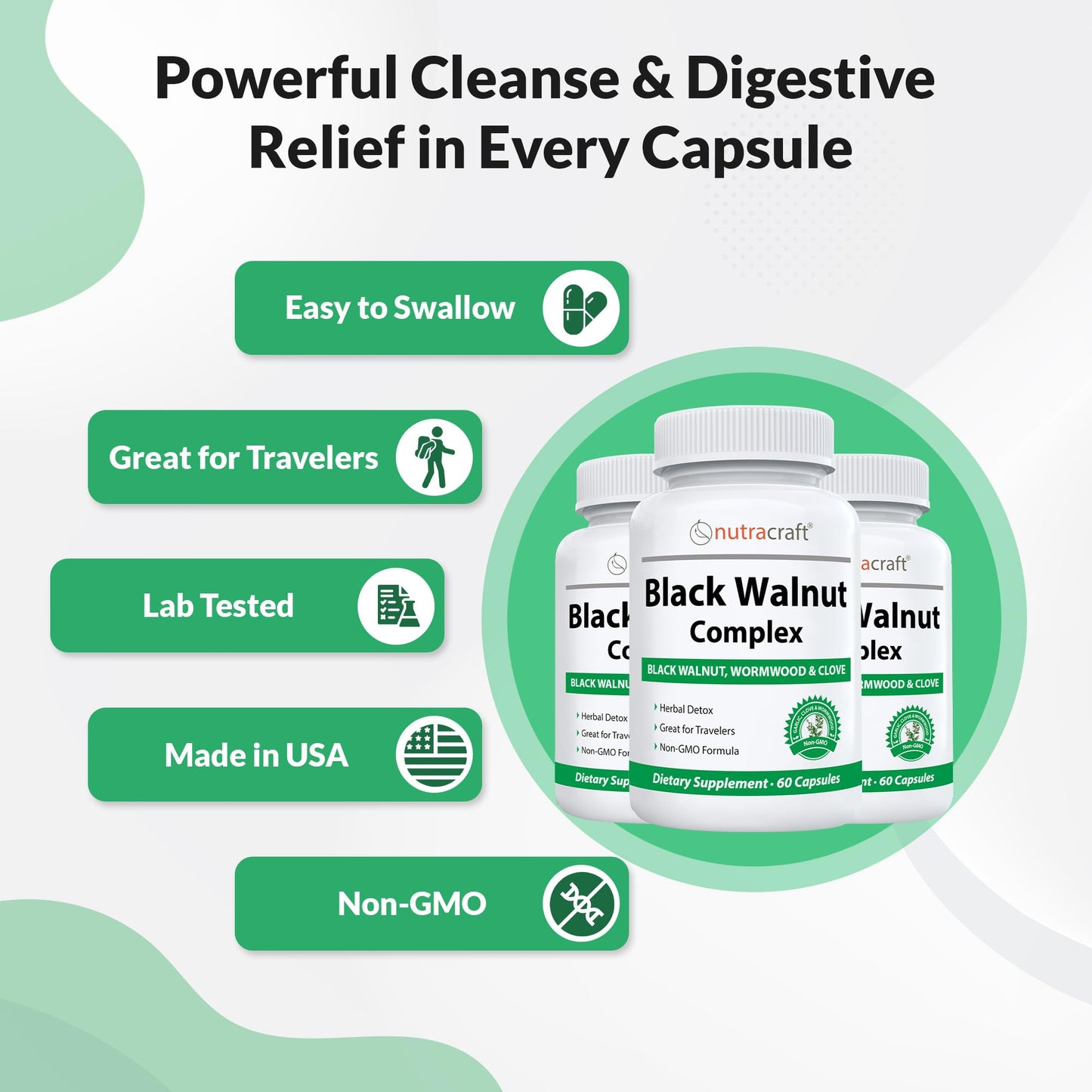 Nutracraft Black Walnut Detox Cleanse Supplement 60 Capsules