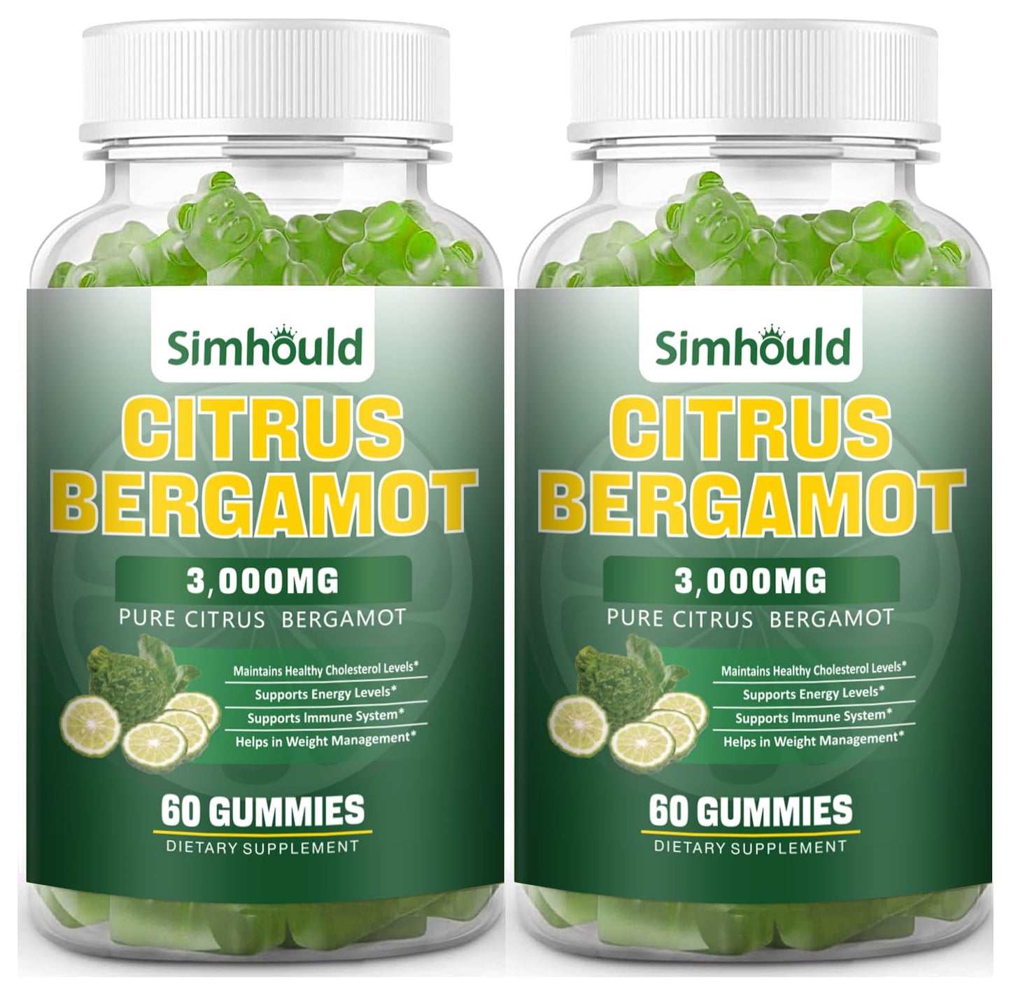 Simhould Citrus Bergamot Gummies 3000MG Citrus Bergamot Extract, Cholesterol Support, Immune Support, Anti-Aging, Vegan, 120 Gummies