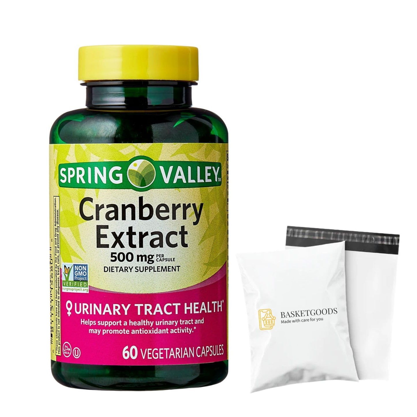 BASKETGOODS Cranberry Extract 500 mg Capsules 60 Count