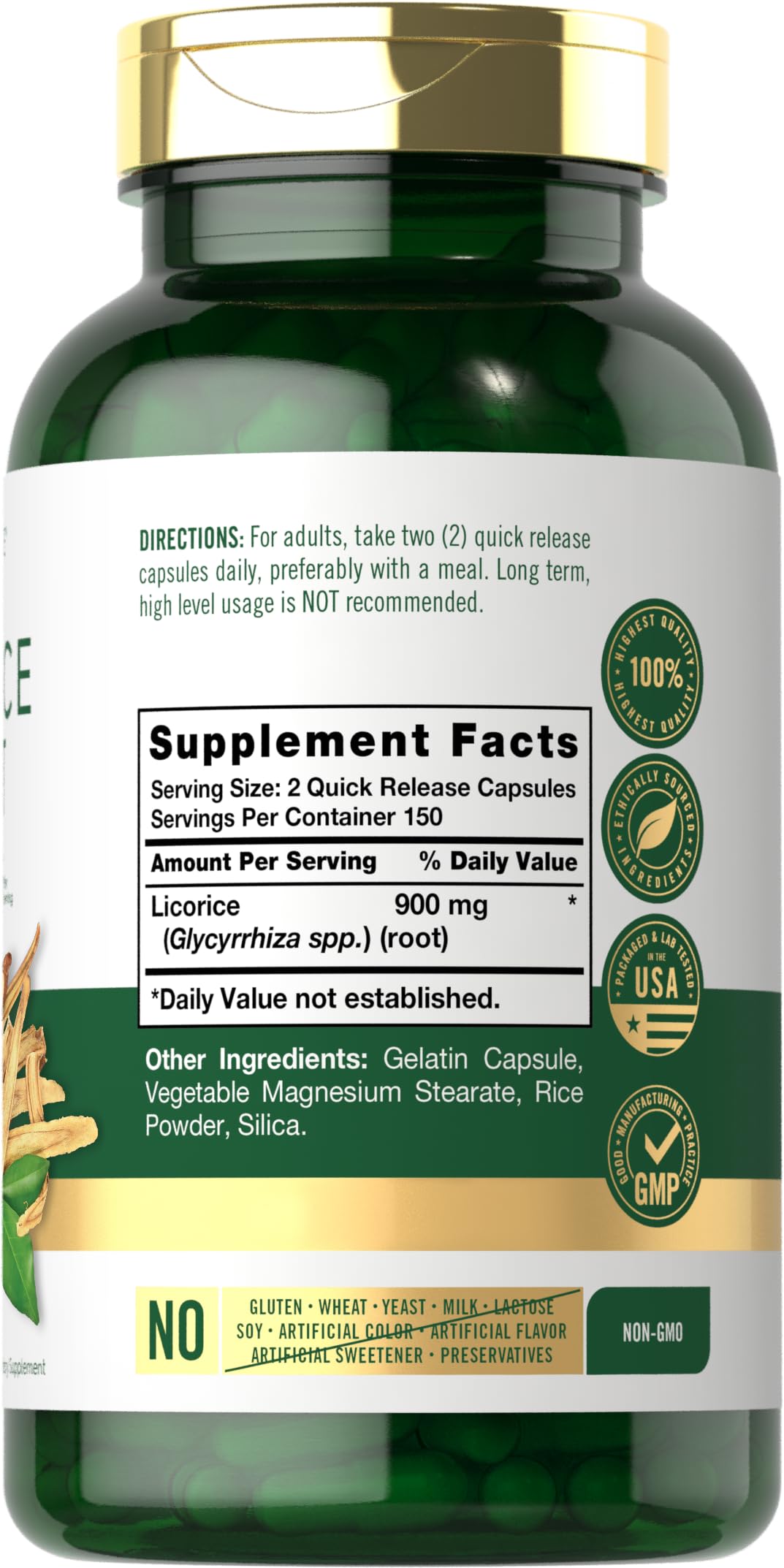 Carlyle Licorice Root Extract Supplement 900mg 300 Capsules