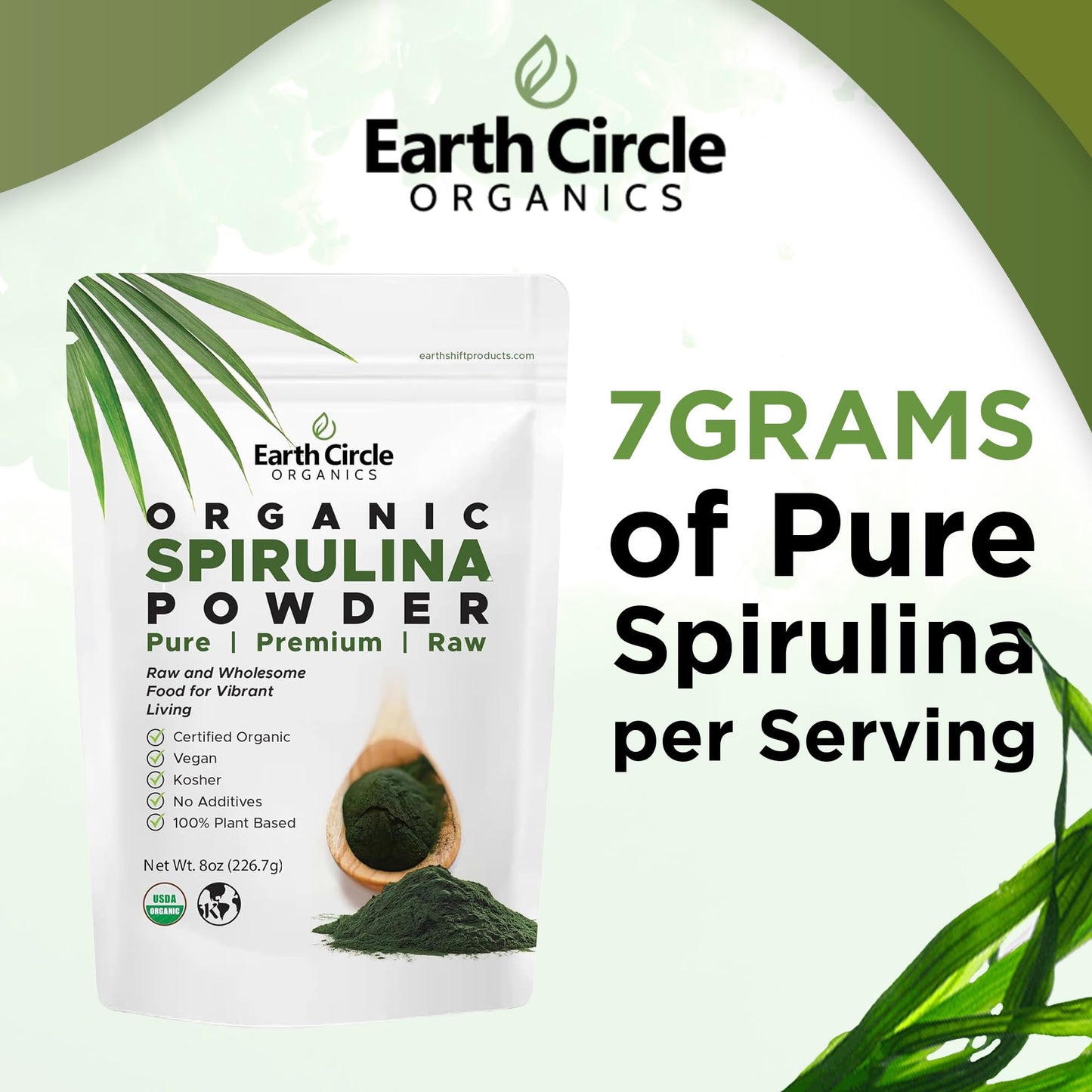 Earth Circle Organics Spirulina Powder 8 oz (3 Pack)