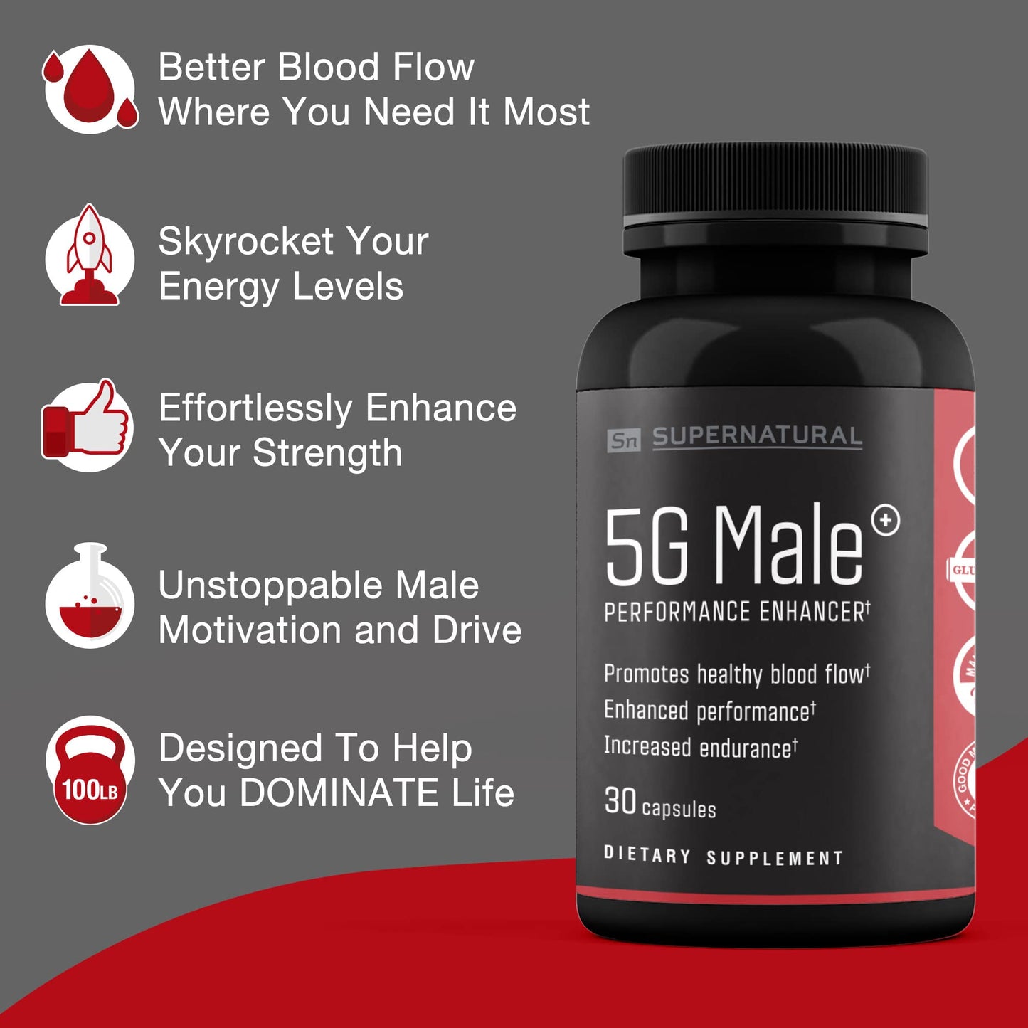 Supernatural Man 5G Male Natural T Booster Enhancing Supplement, 90 Capsules