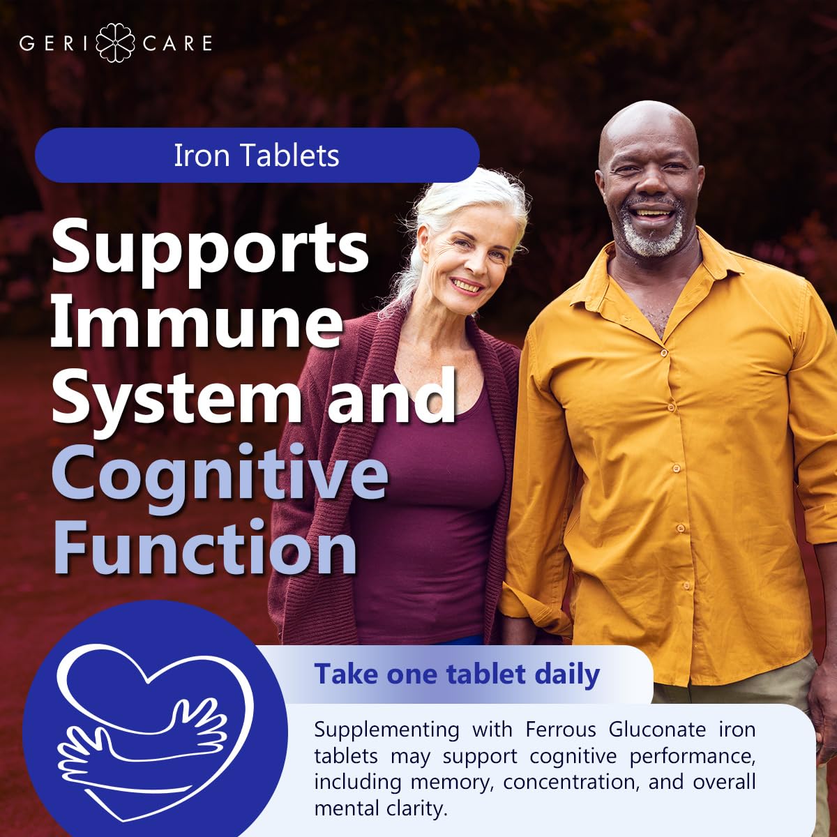 GeriCare Ferrous Gluconate 27mg Iron Tablets, 100 Count