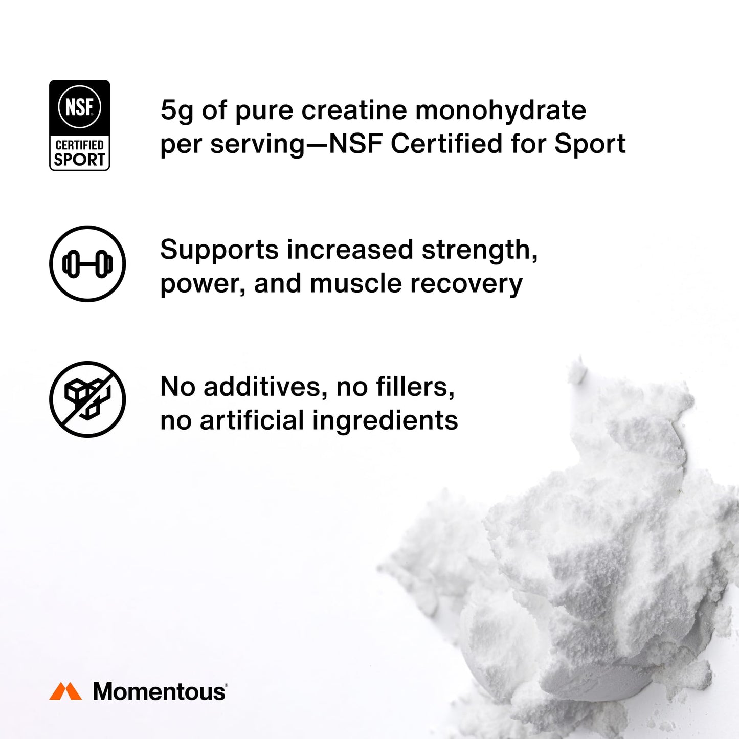 Momentous Creatine Monohydrate Powder, 90 Servings
