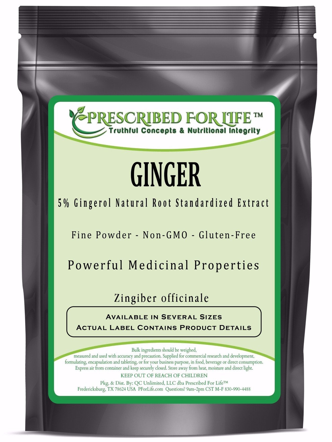 Prescribed For Life Ginger Root Powder 5% Gingerol, Powder, 1 Count