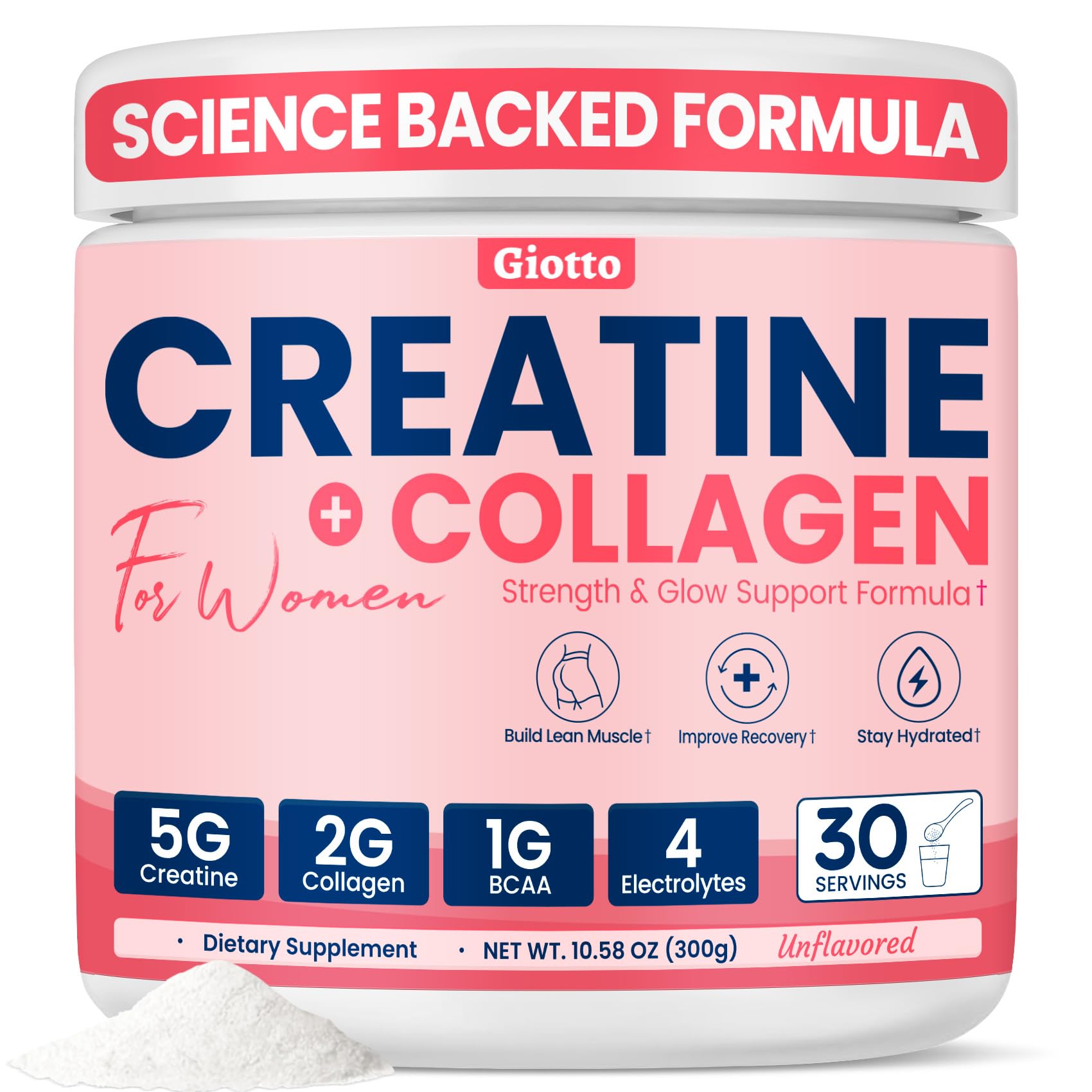 Giotto Unflavored Creatine Powder, 10.6 oz