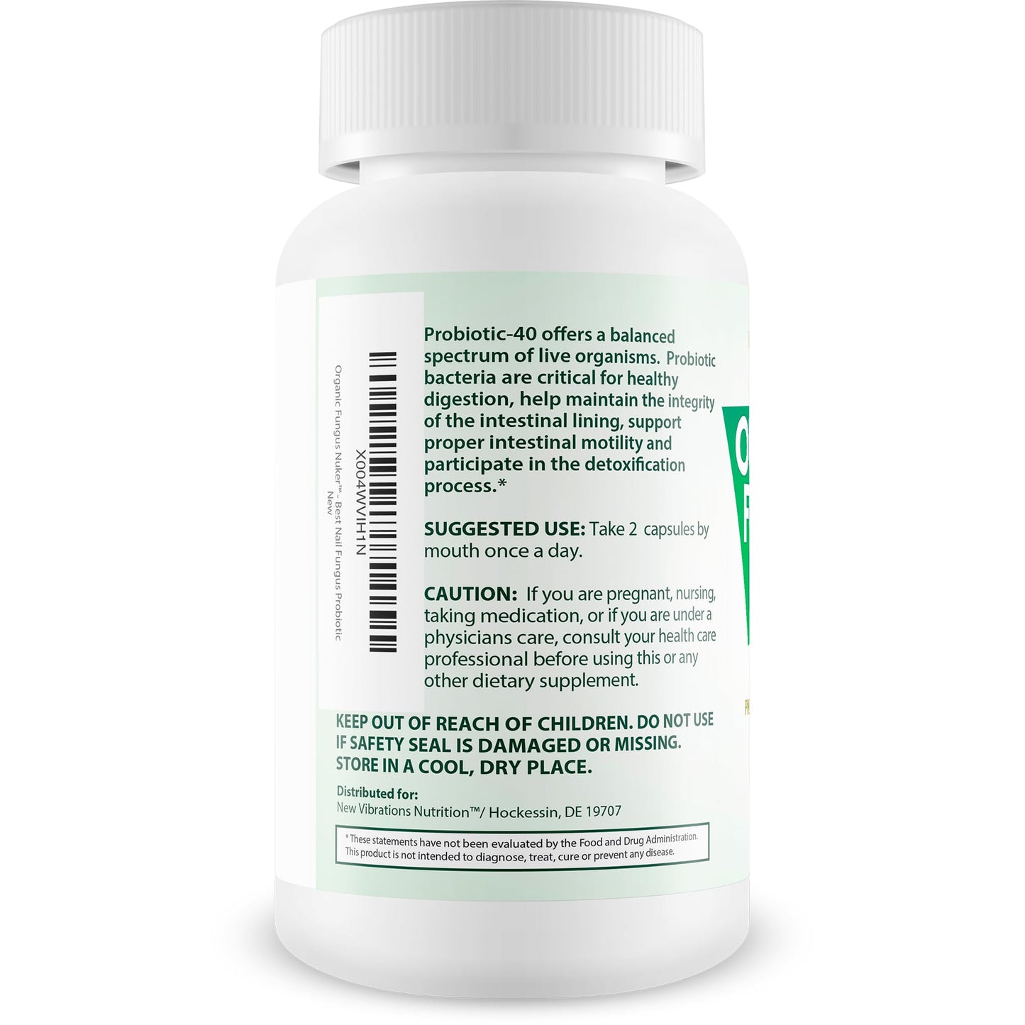 New Vibrations Nutrition Organic Fungus Nuker Probiotic Capsules 60 Count