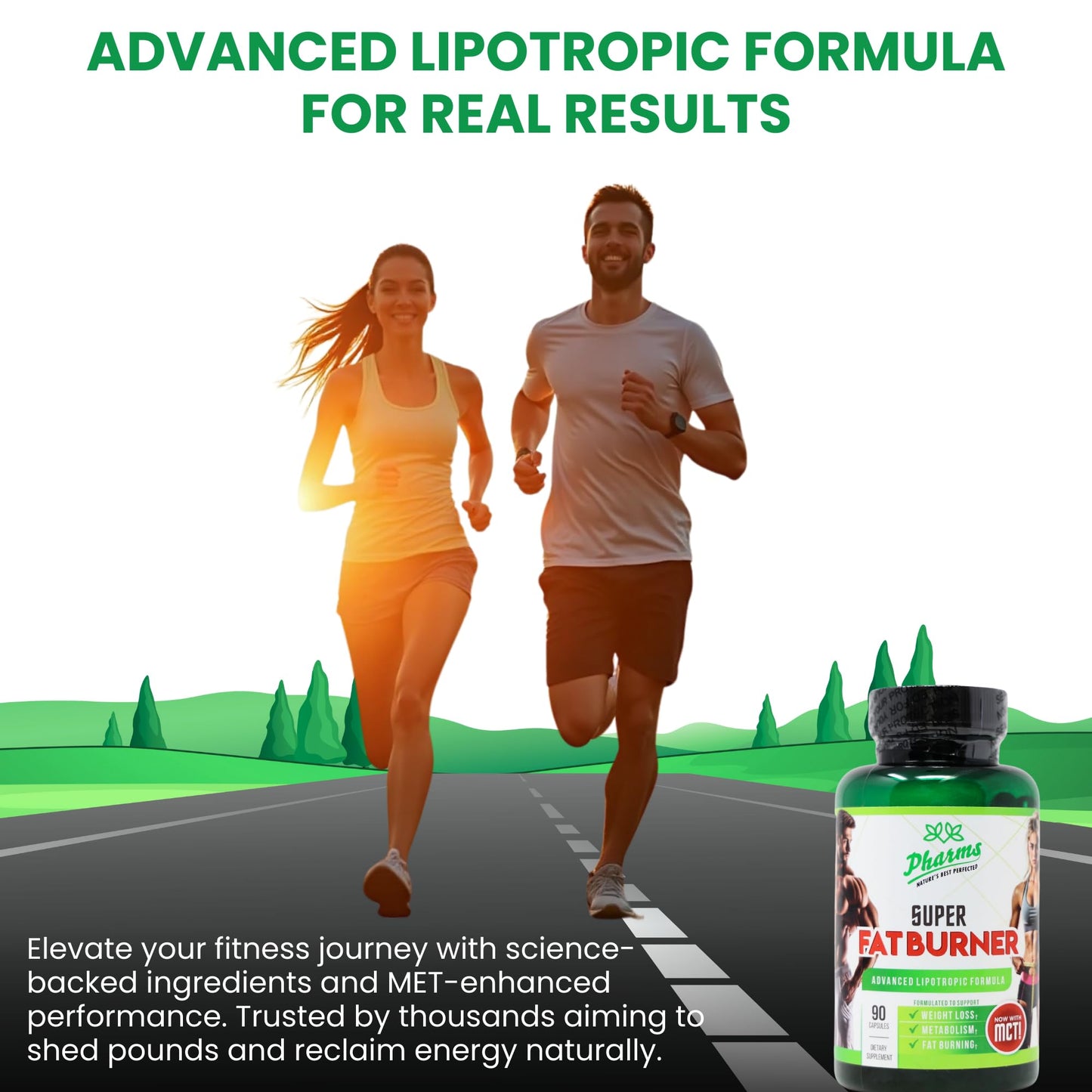 PHARMS Pharma Natural Super Fat Burner Advanced Lipotropic Formula with MCT Oil Weight Loss Support Metabolism Booster Fat Burning Supplement for Men and Women, 90 Capsules