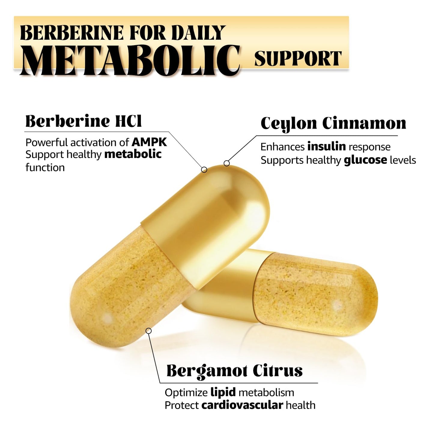 LSOIUX Berberine Supplement with Cinnamon, Liposomal Berberine for GLP-1 Lifestyle Support, 600mg Capsules, 120 Count
