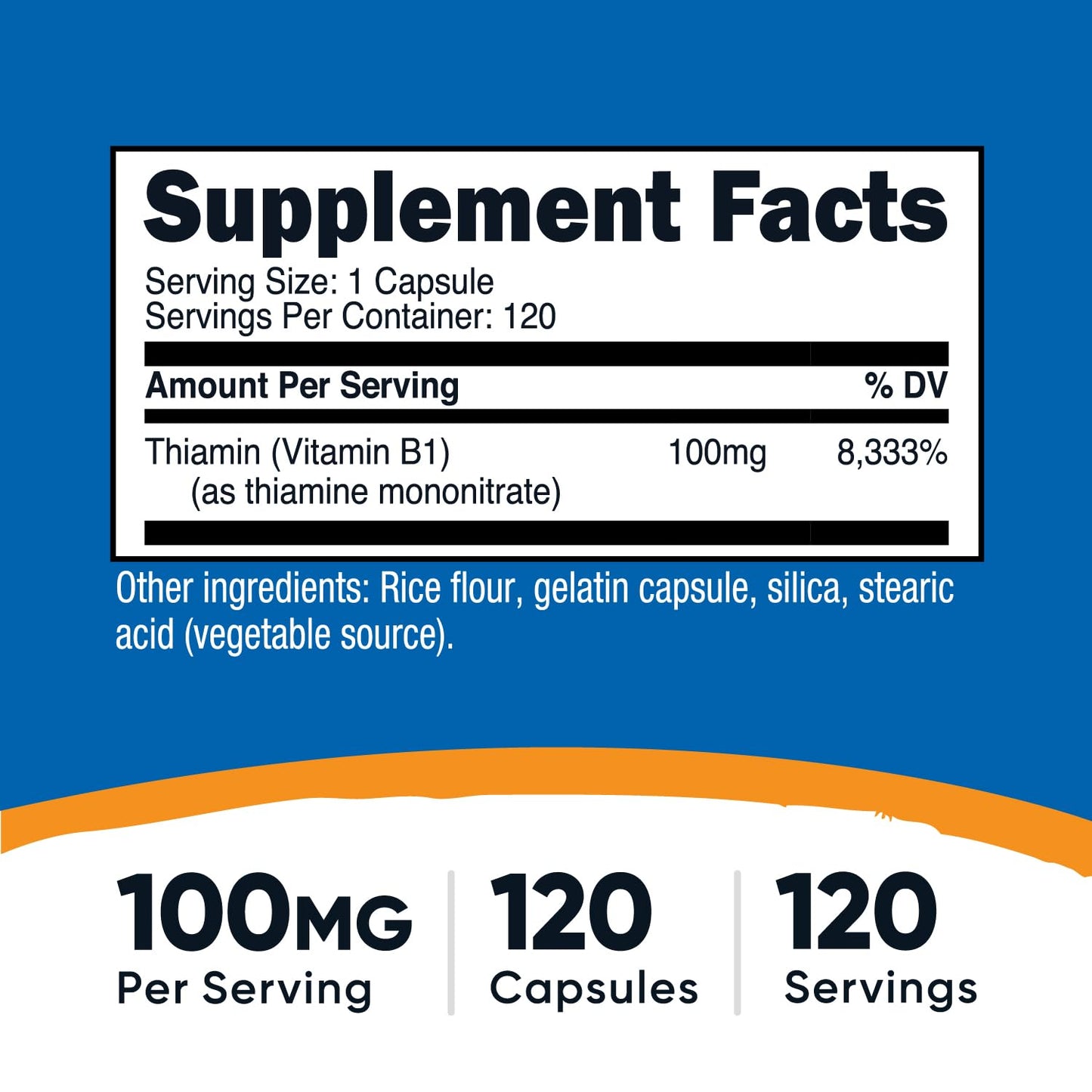 Nutricost Vitamin B1 (Thiamine) 100mg, 120 Capsules