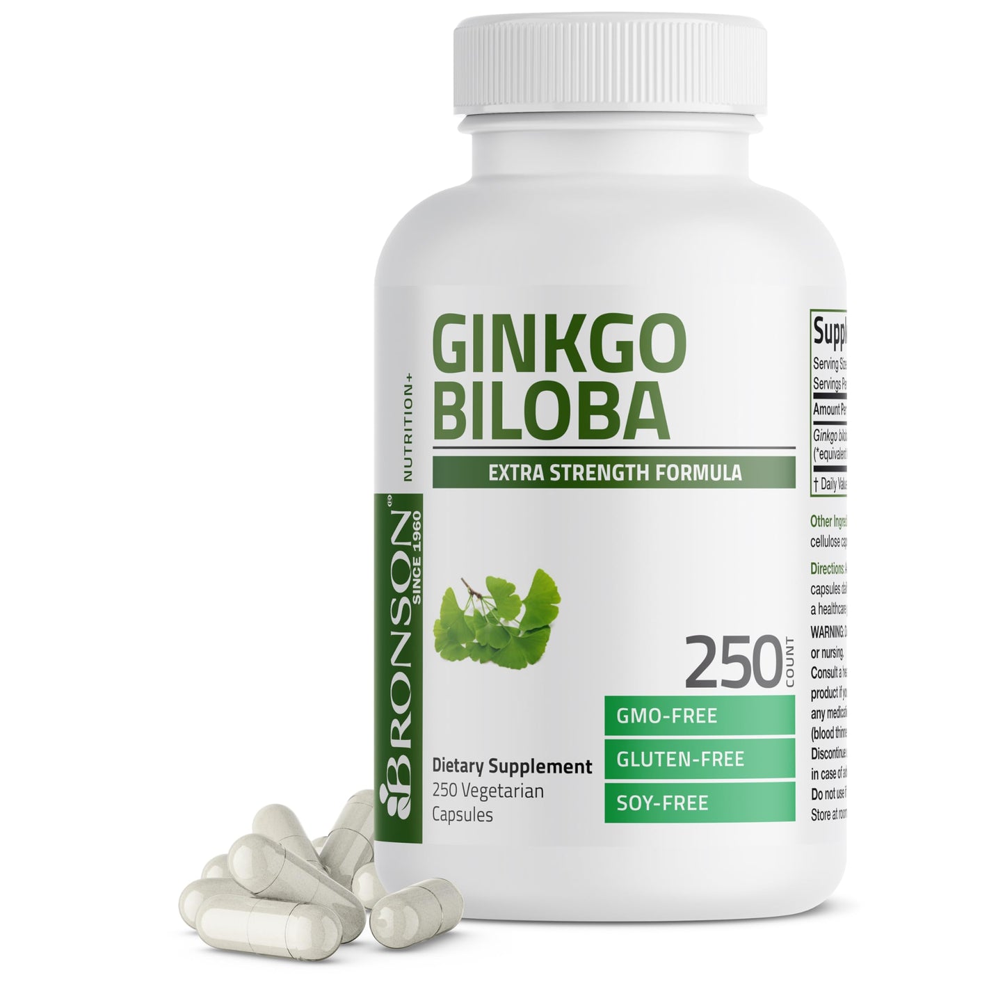 Bronson Ginkgo Biloba Extra Strength Brain Function & Memory Support Capsules, 250 Count