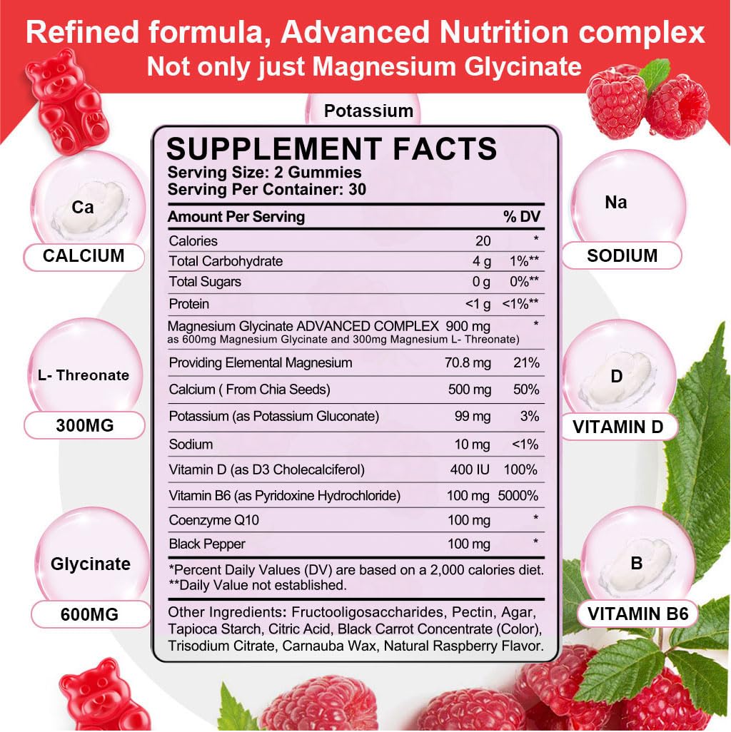 Biduka 900mg Magnesium Glycinate Gummy, 65 Count