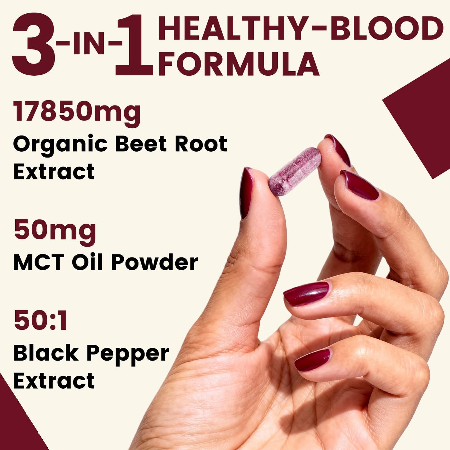 NUISM Organic Beet Root Capsules - Beetroot Extract 17850mg 21:1 Concentrate, 90 Capsules