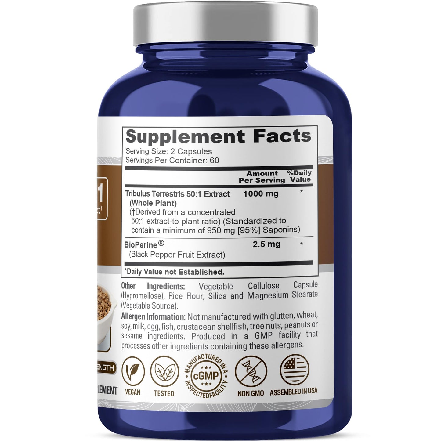 NusaPure Tribulus Terrestris 1000 mg, 120 Capsules