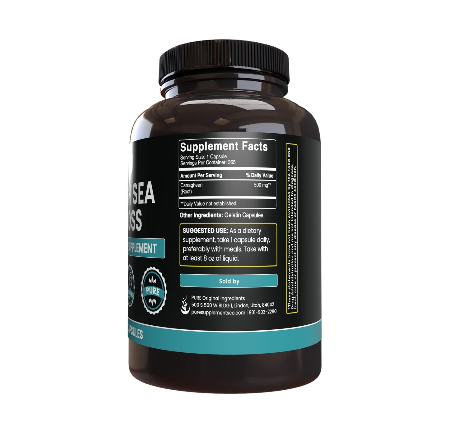 PURE ORIGINAL INGREDIENTS Irish Sea Moss Capsules 365