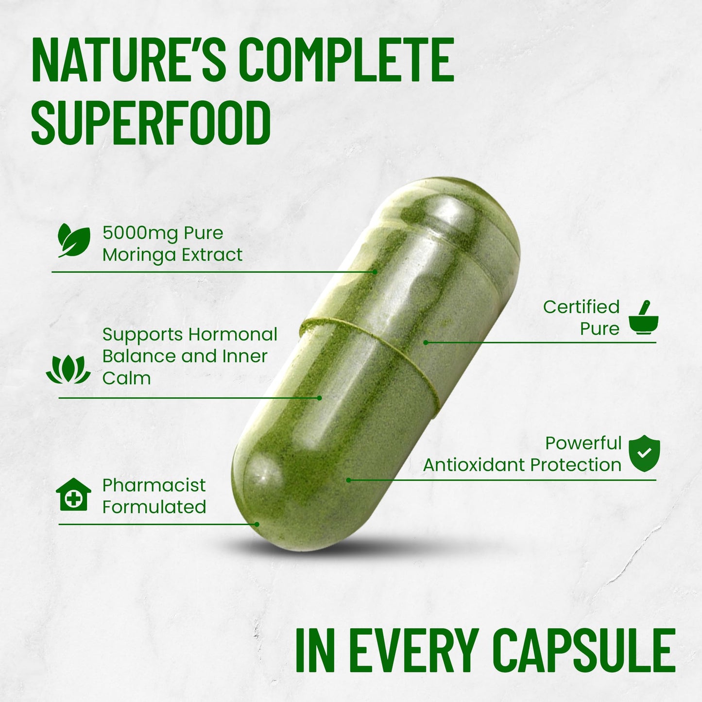 Peak Health Moringa Daily Stress & All-Day Energy Support Capsule, 60 Count