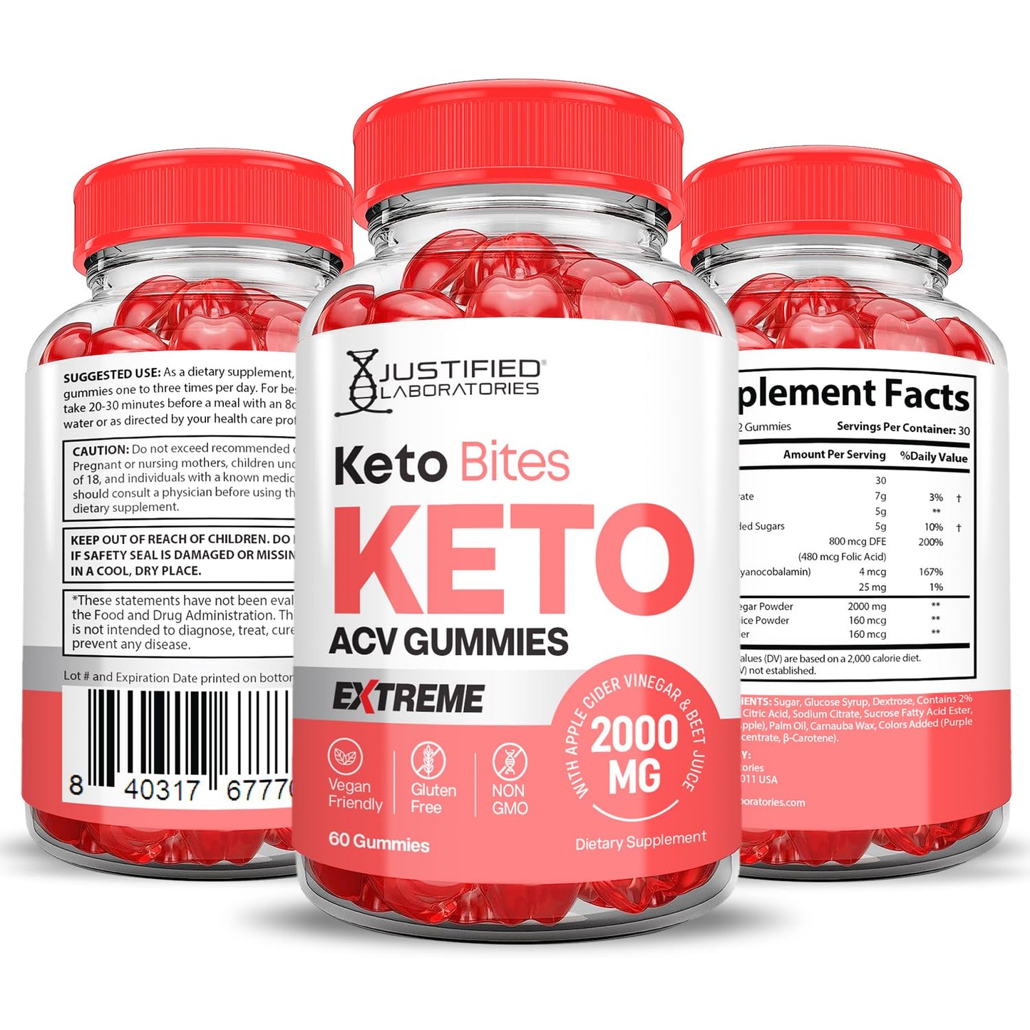 Justified Laboratories Keto Bits ACV Gummies 2000mg, 300 Gummies