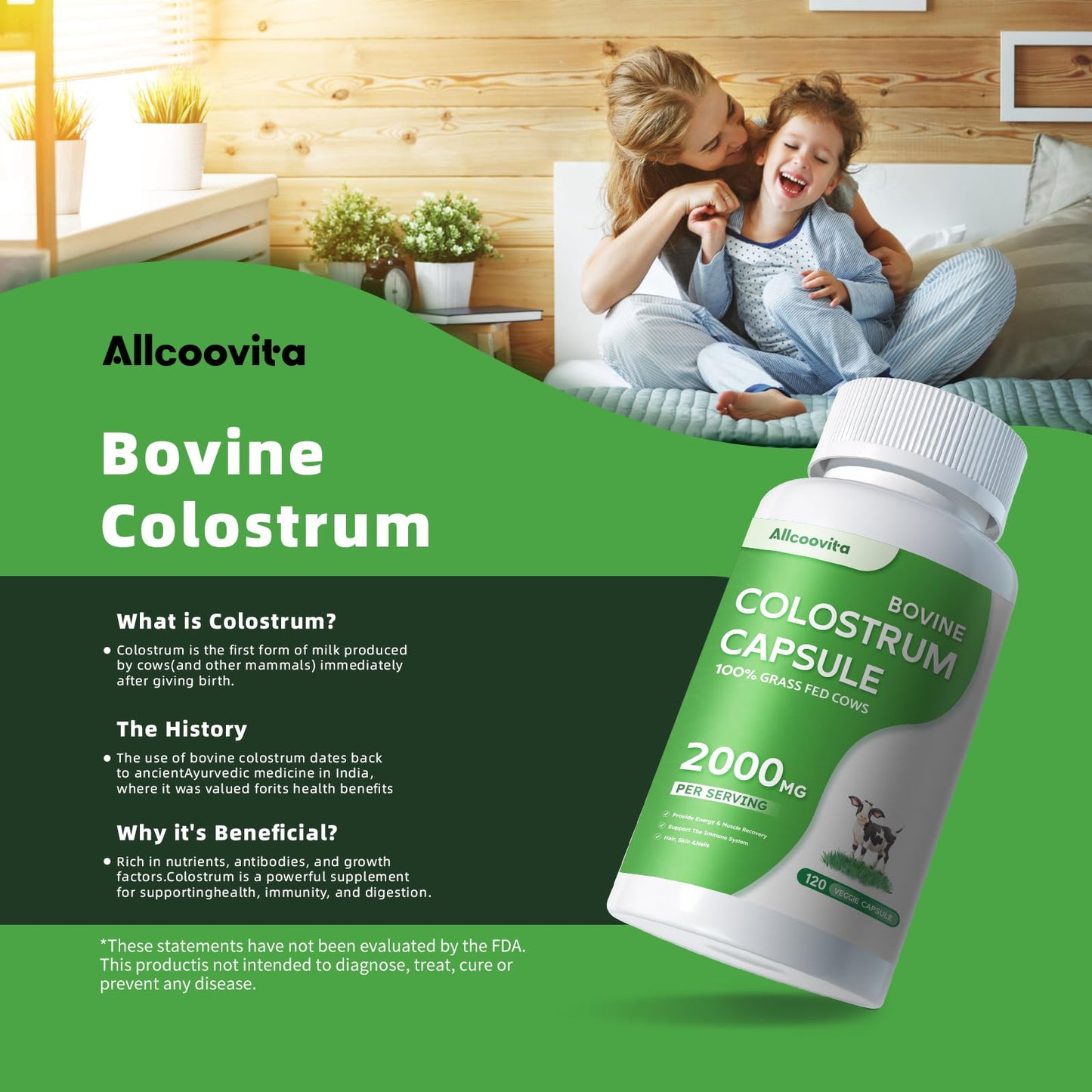Allcoovita Bovine Colostrum Gummies 120 Count
