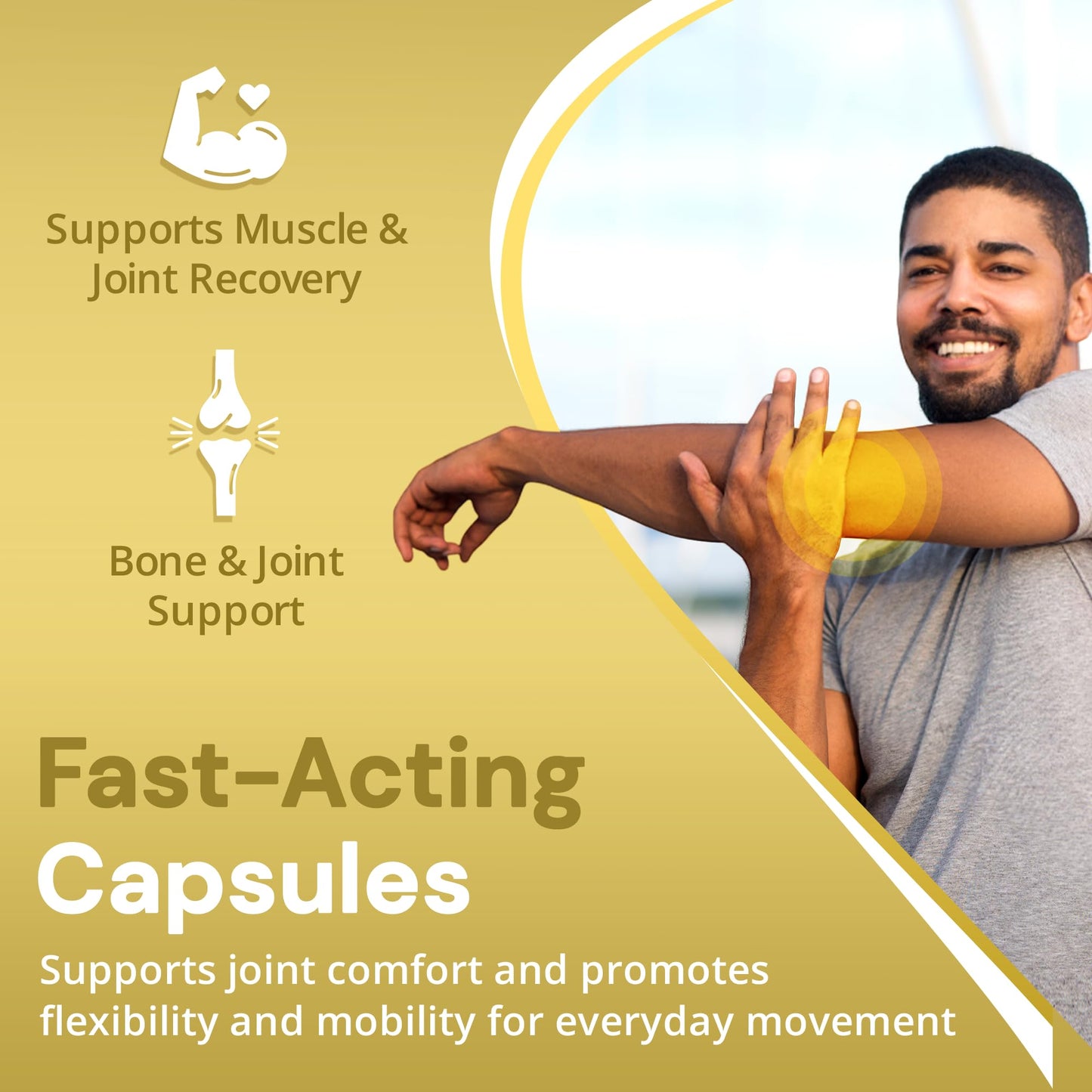 STRENGTH & SPICES Bone, Muscle & Joints 100% Natural Turmeric Supplement, 60 Capsules