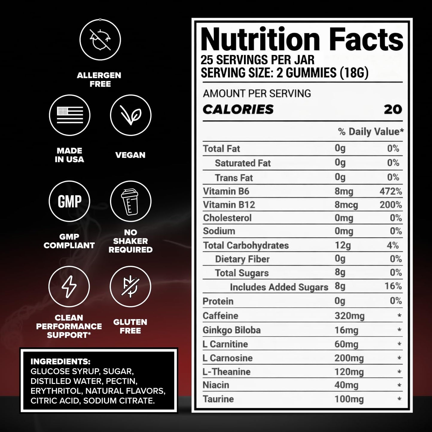 Bounce Pro Beast Mode Pre Workout Gummies, 50 Count