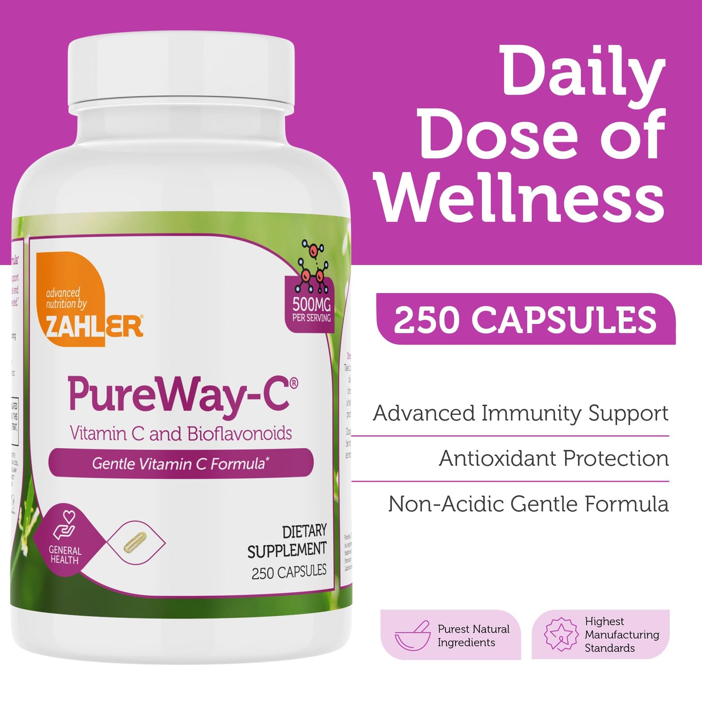 Zahler Vitamin C 500mg Capsule 250 Count