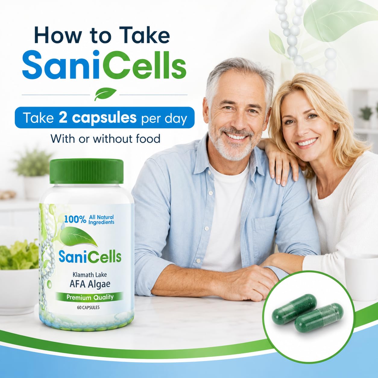 TROYA Sani Cells AFA Blue-Green Algae Capsules 60 Count